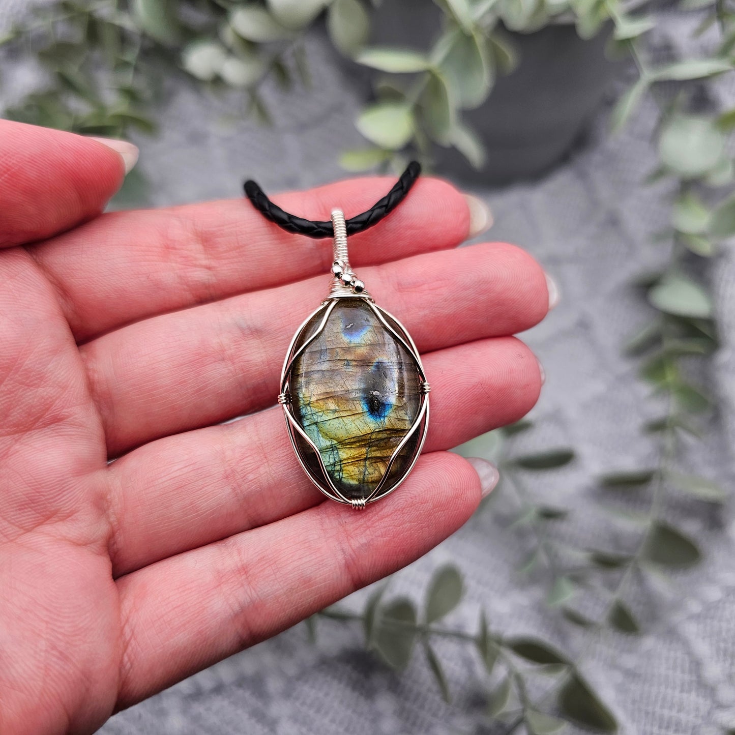 Labradorit Anhänger | 925er Silber | Edelstein Halskette