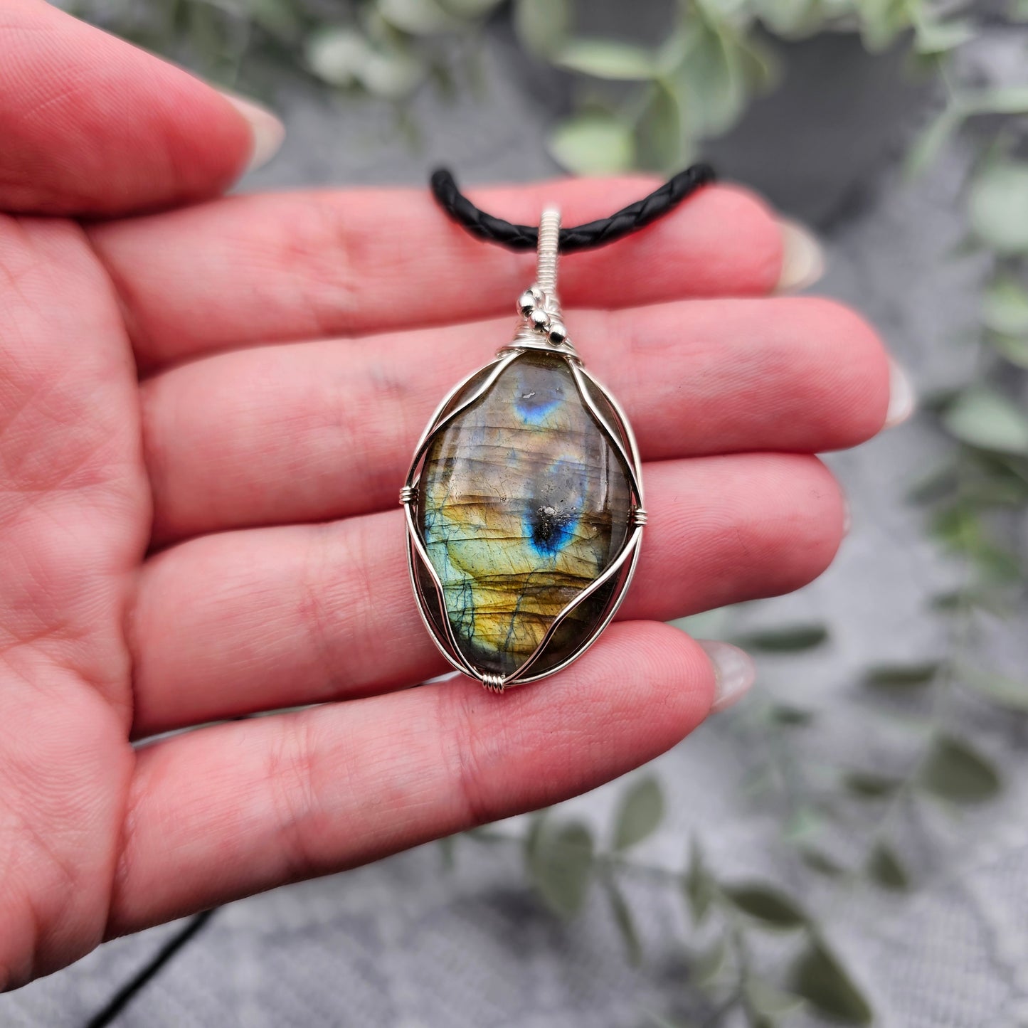 Labradorit Anhänger | 925er Silber | Edelstein Halskette