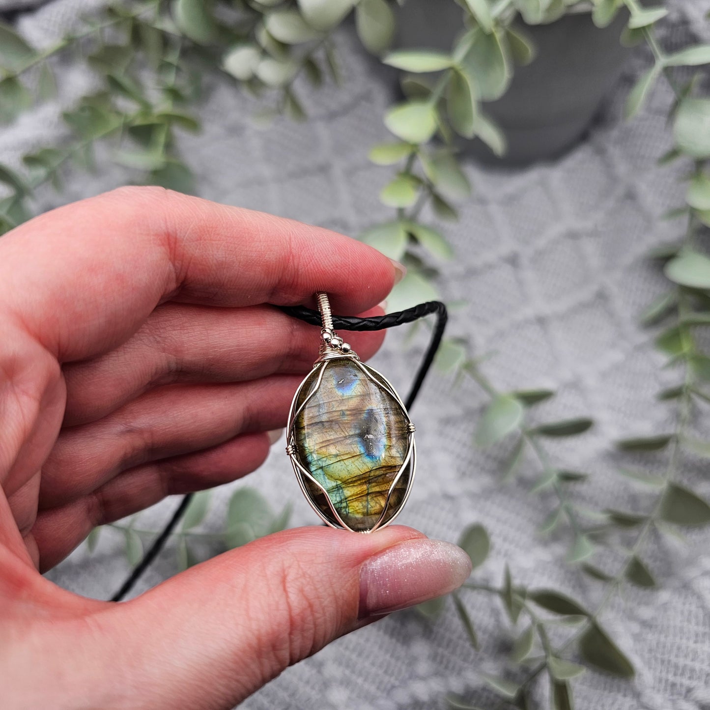 Labradorit Anhänger | 925er Silber | Edelstein Halskette