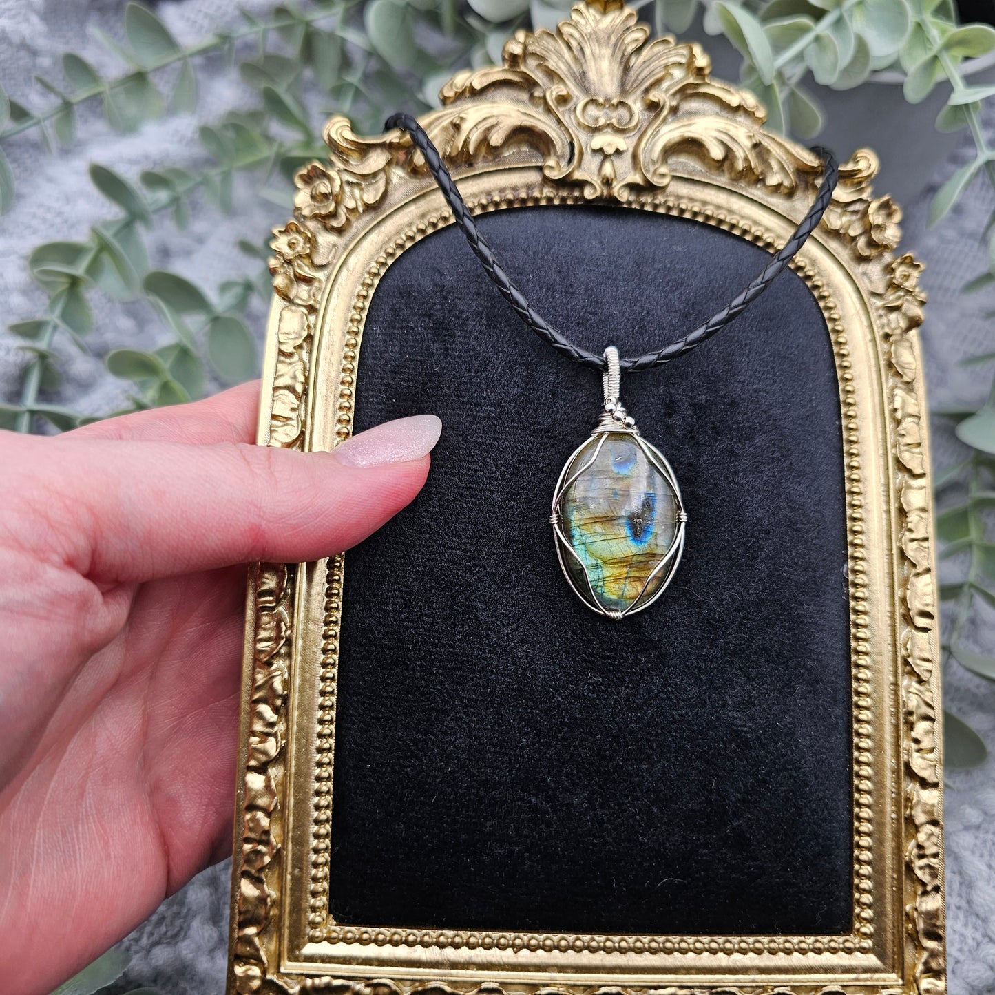 Labradorit Anhänger | 925er Silber | Edelstein Halskette