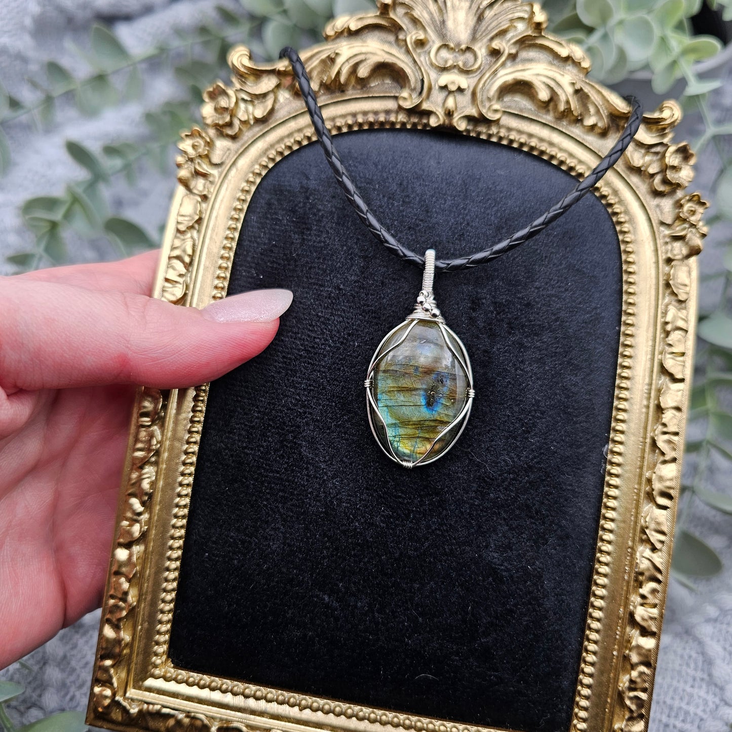 Labradorit Anhänger | 925er Silber | Edelstein Halskette