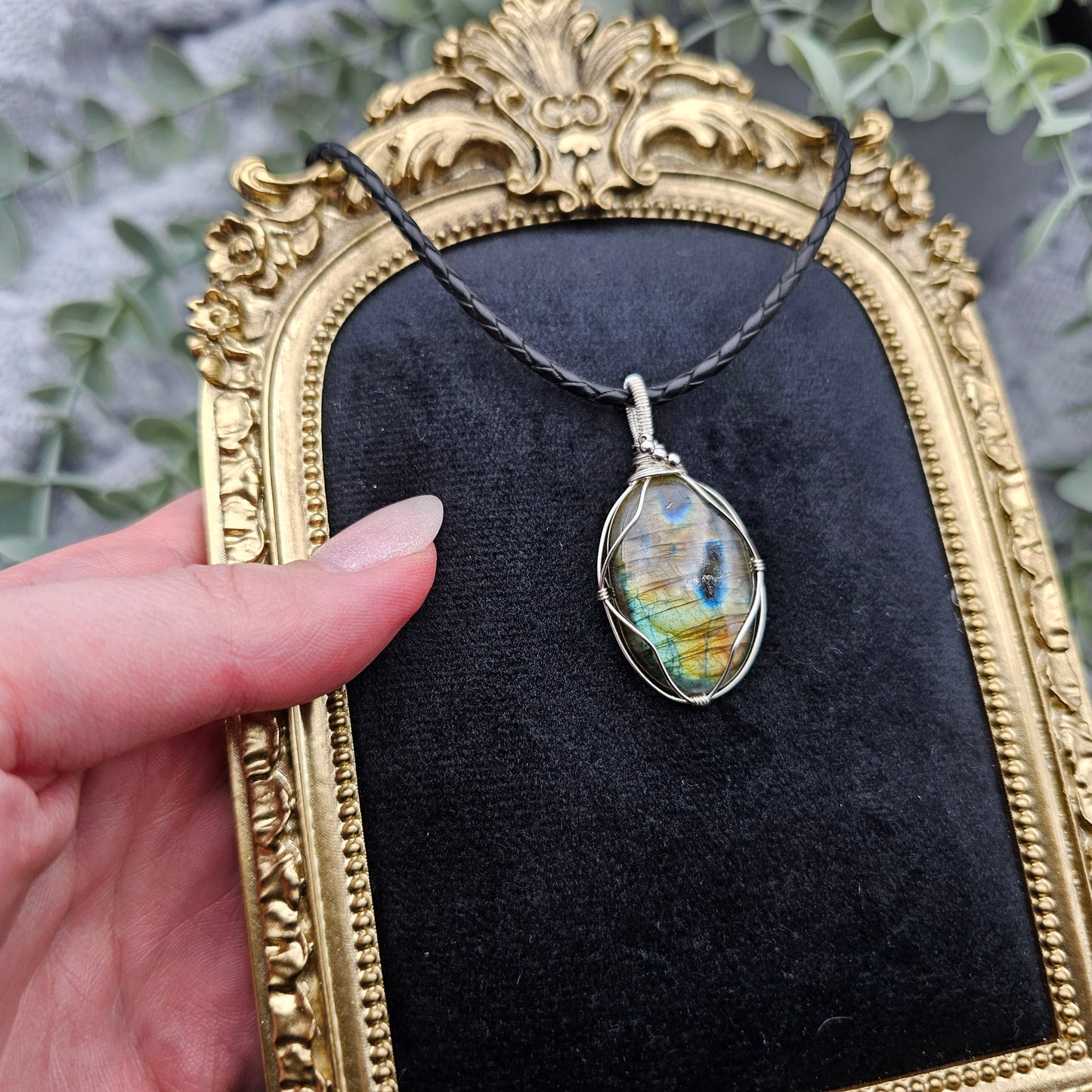 Labradorit Anhänger | 925er Silber | Edelstein Halskette