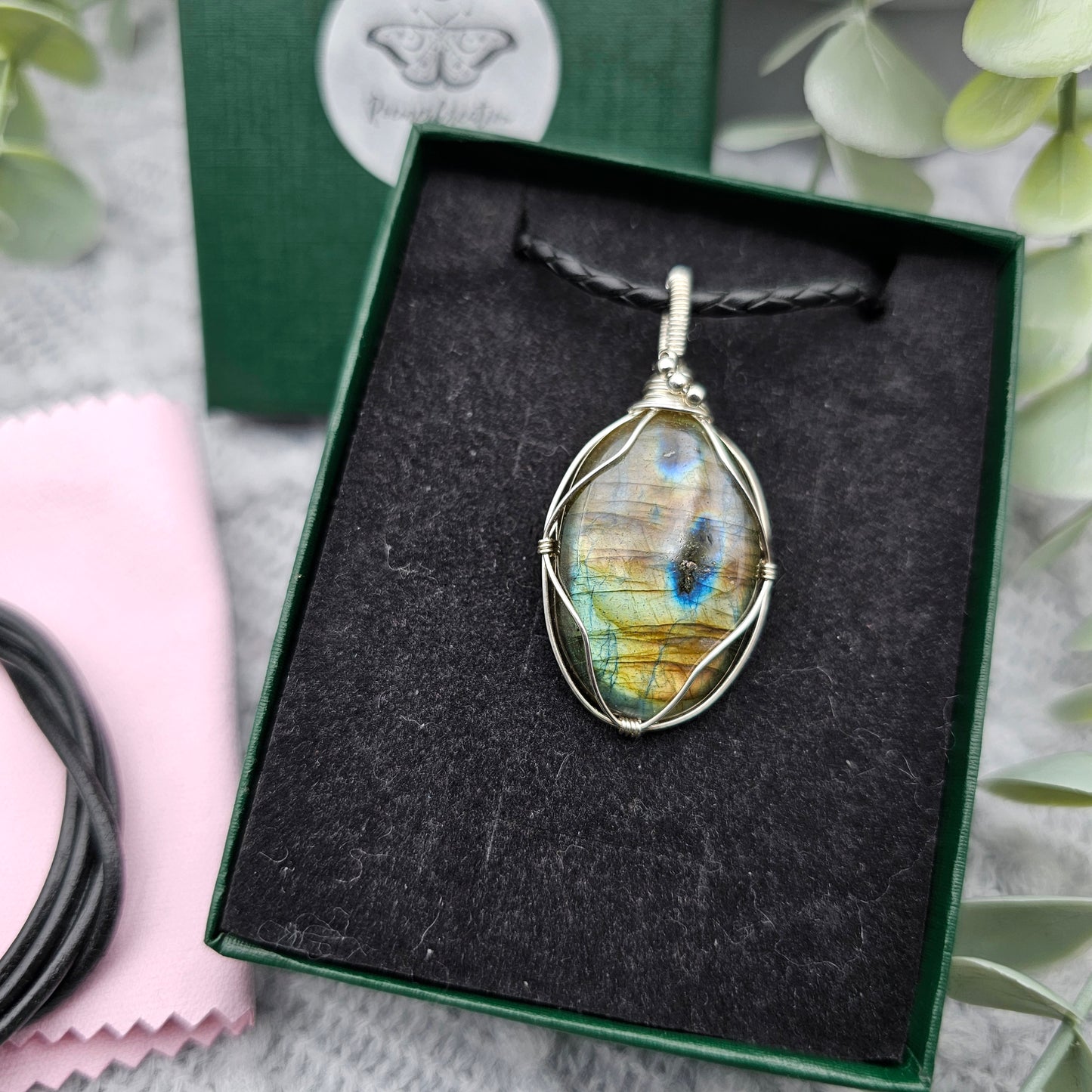 Labradorit Anhänger | 925er Silber | Edelstein Halskette