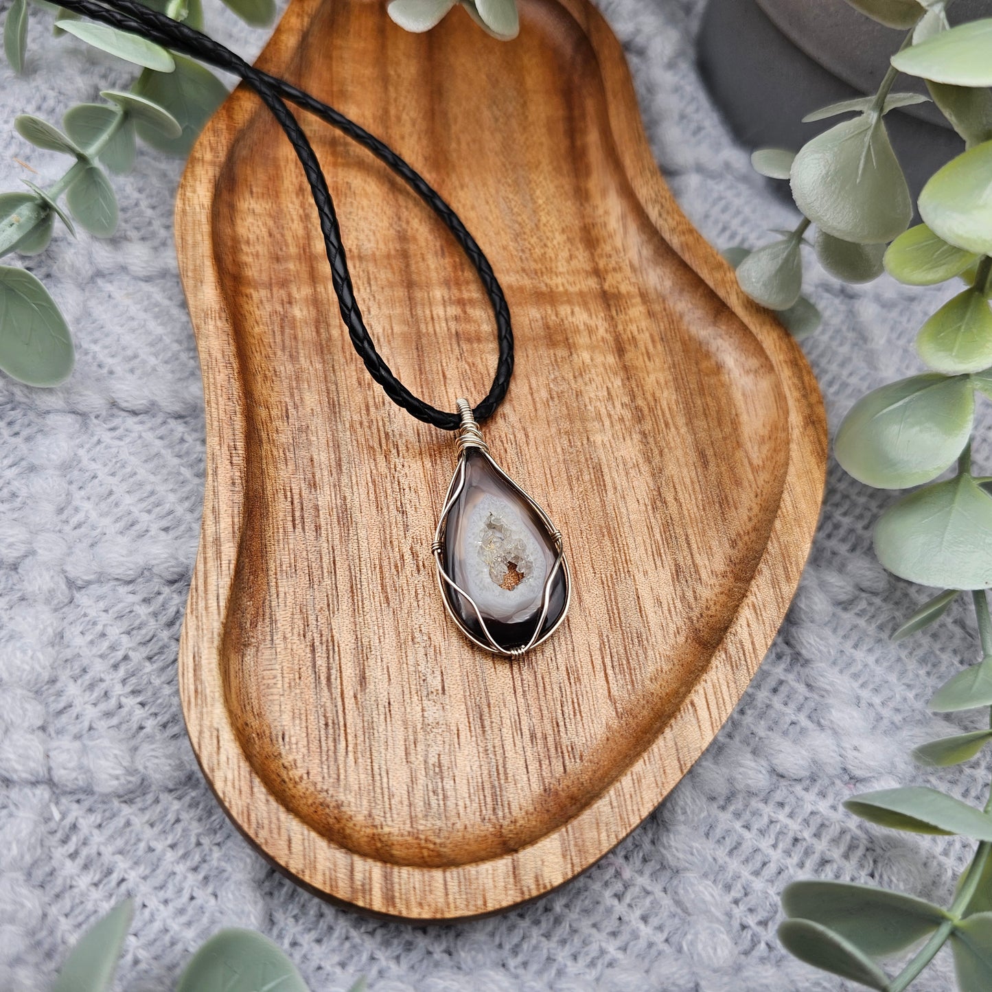 Achat Anhänger | 925er Silber | Edelstein Halskette