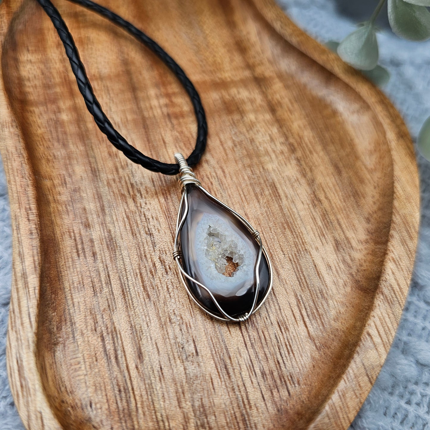 Achat Anhänger | 925er Silber | Edelstein Halskette