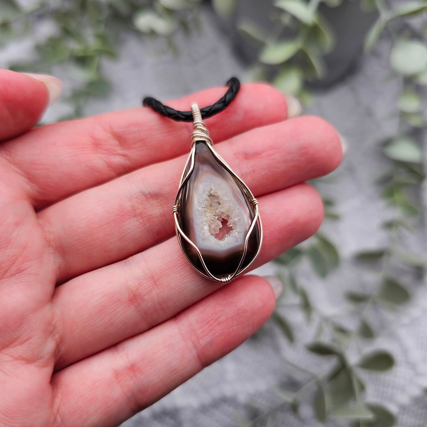 Achat Anhänger | 925er Silber | Edelstein Halskette