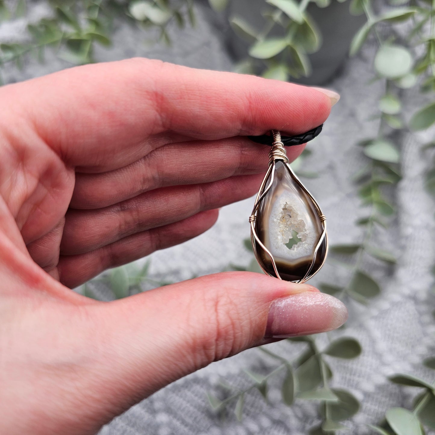 Achat Anhänger | 925er Silber | Edelstein Halskette