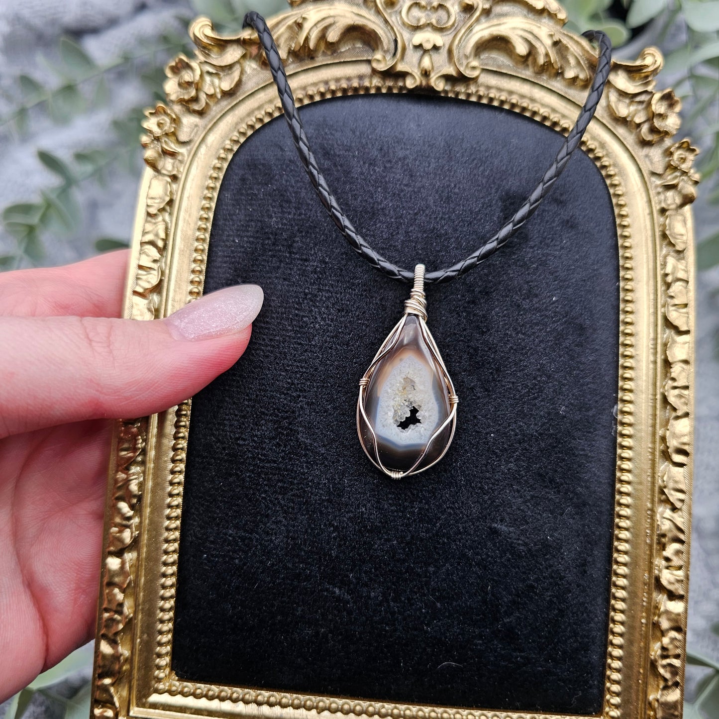 Achat Anhänger | 925er Silber | Edelstein Halskette