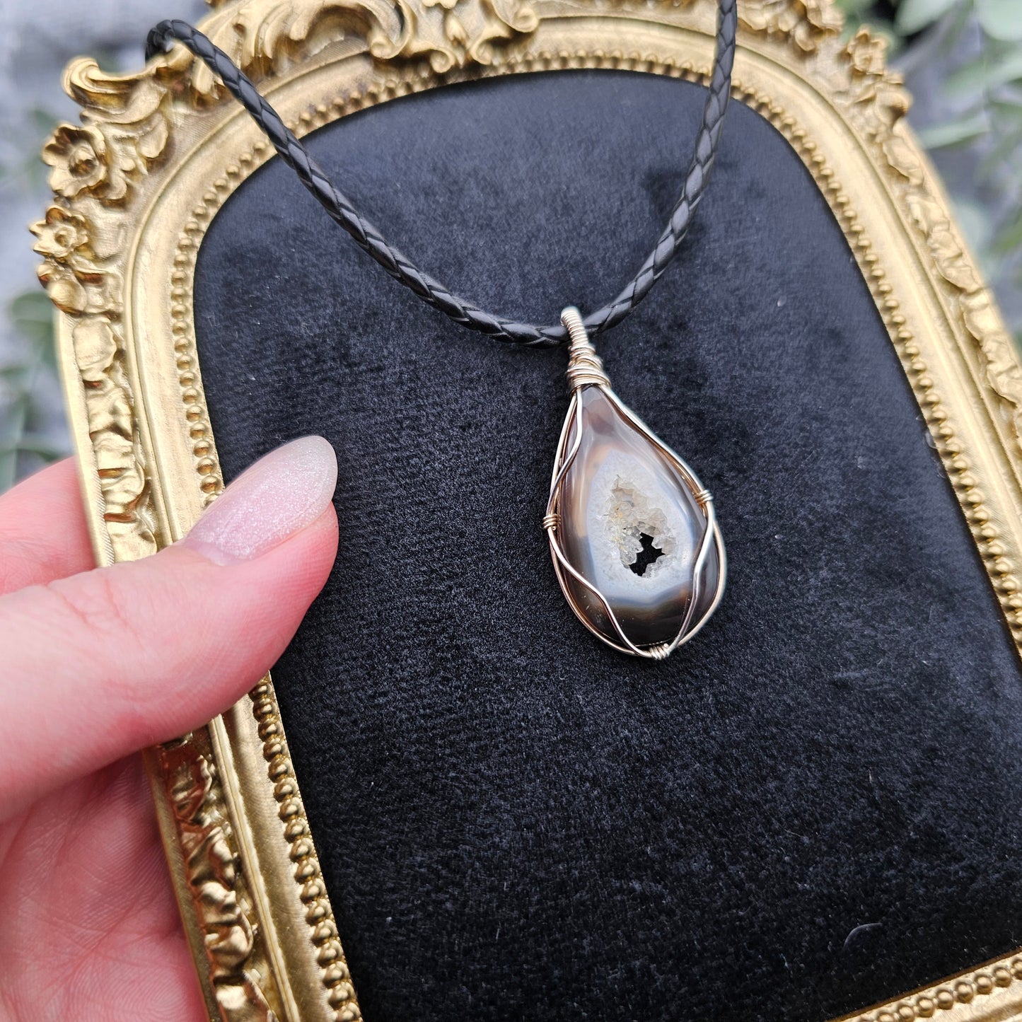 Achat Anhänger | 925er Silber | Edelstein Halskette