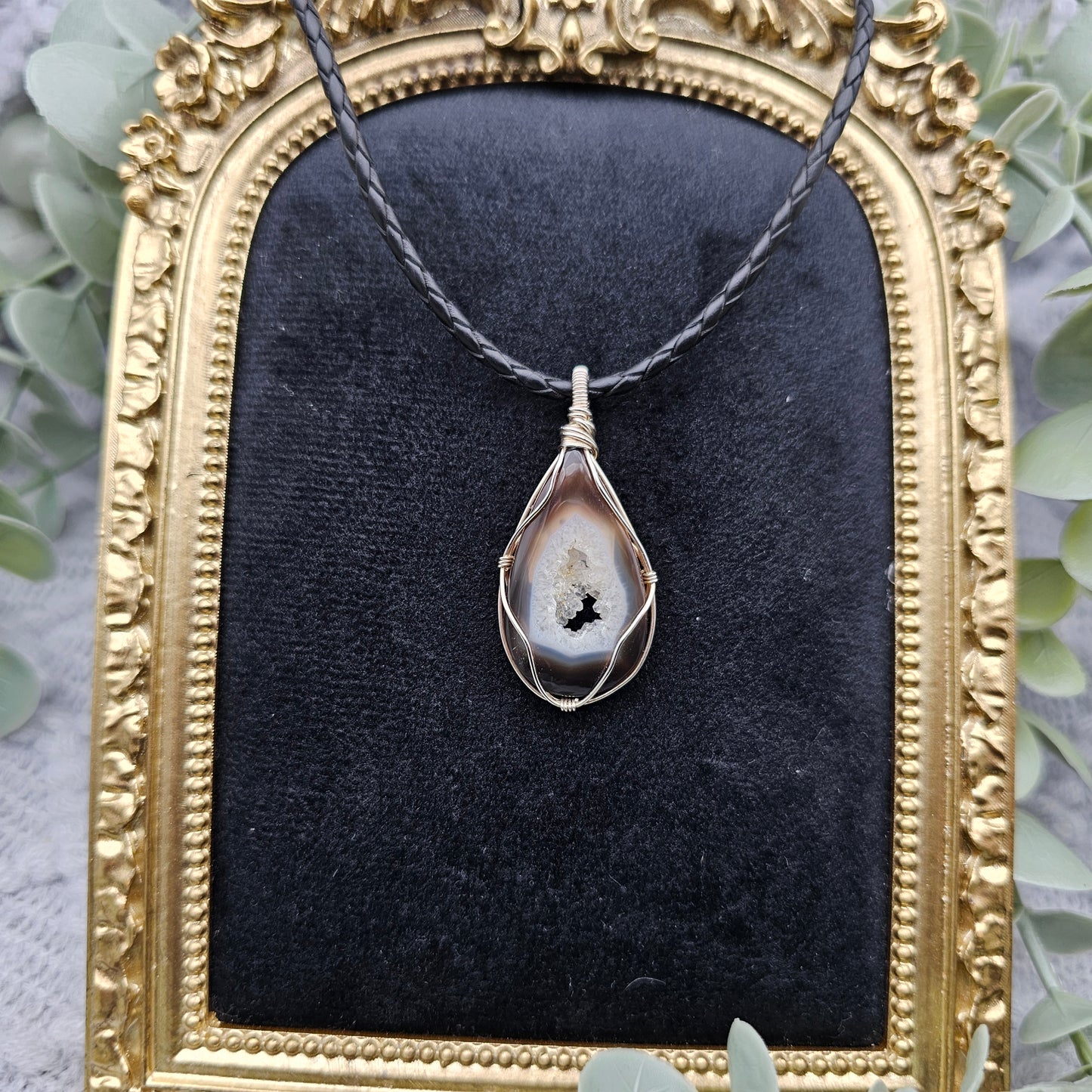 Achat Anhänger | 925er Silber | Edelstein Halskette