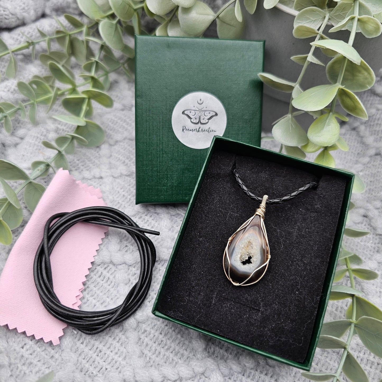 Achat Anhänger | 925er Silber | Edelstein Halskette