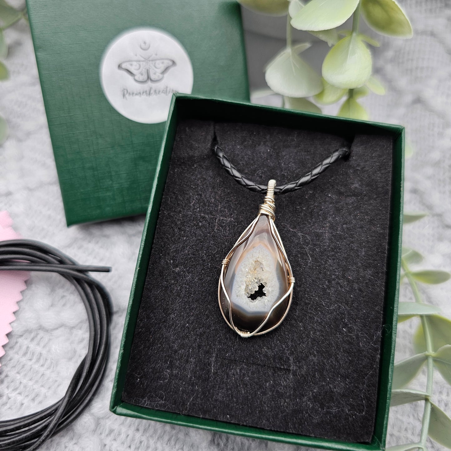 Achat Anhänger | 925er Silber | Edelstein Halskette