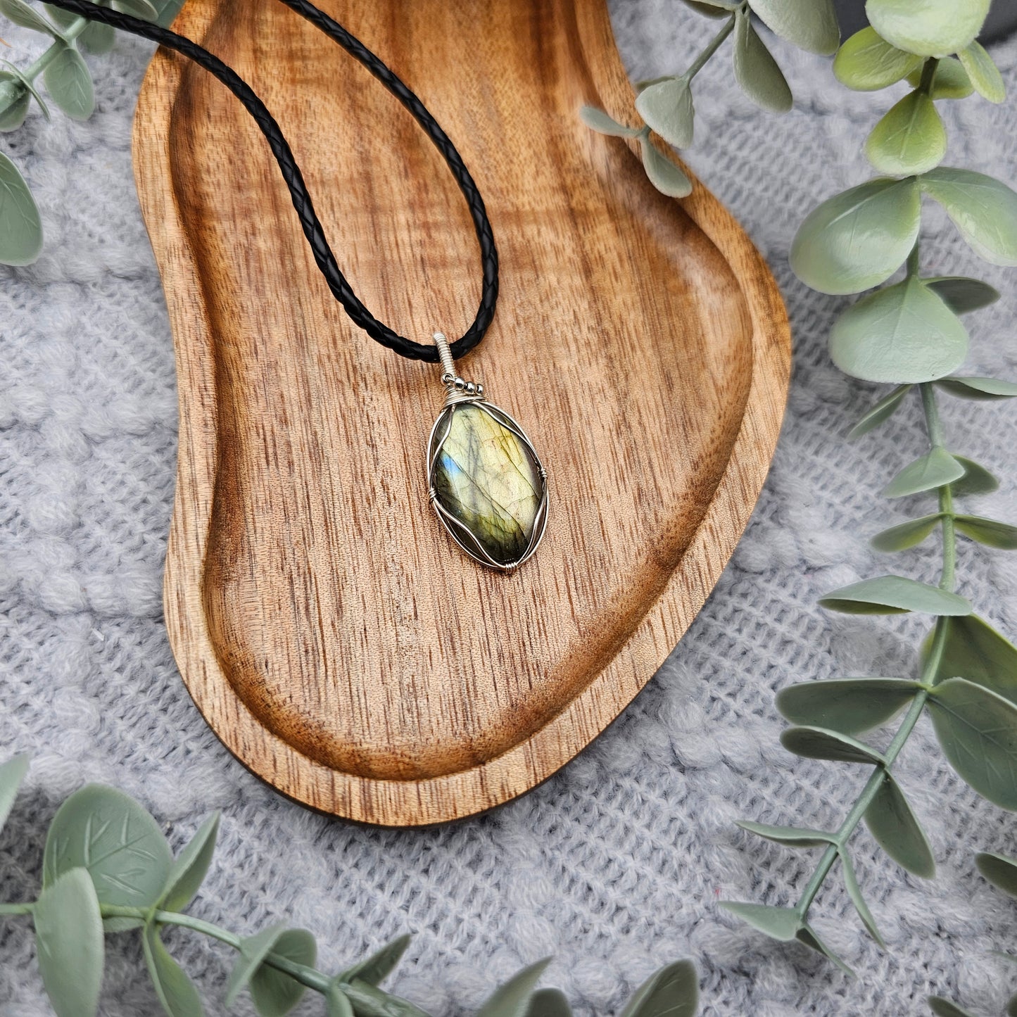 Labradorit Anhänger | 925er Silber | Edelstein Halskette
