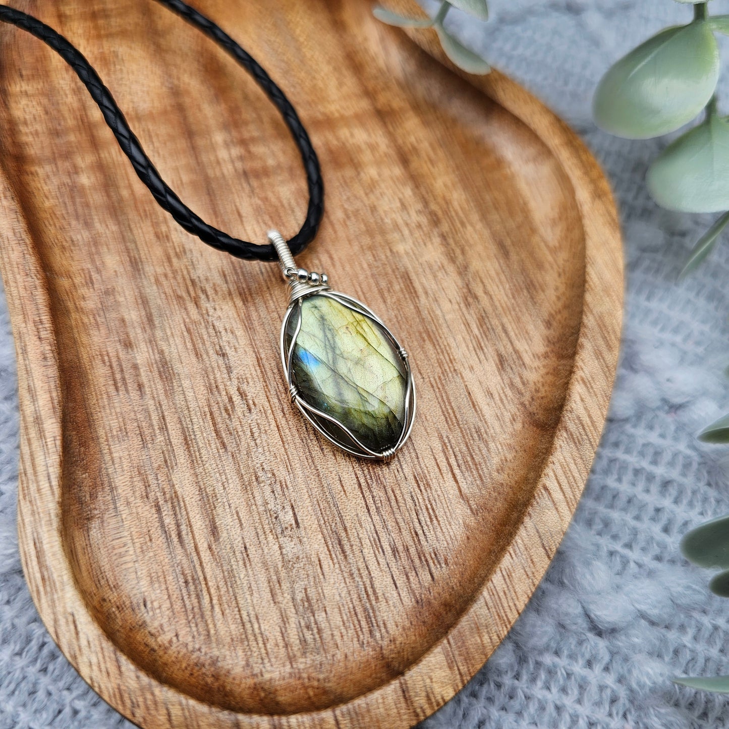 Labradorit Anhänger | 925er Silber | Edelstein Halskette