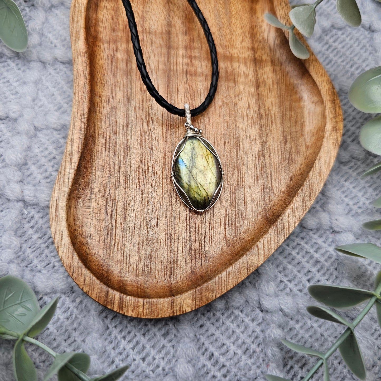 Labradorit Anhänger | 925er Silber | Edelstein Halskette