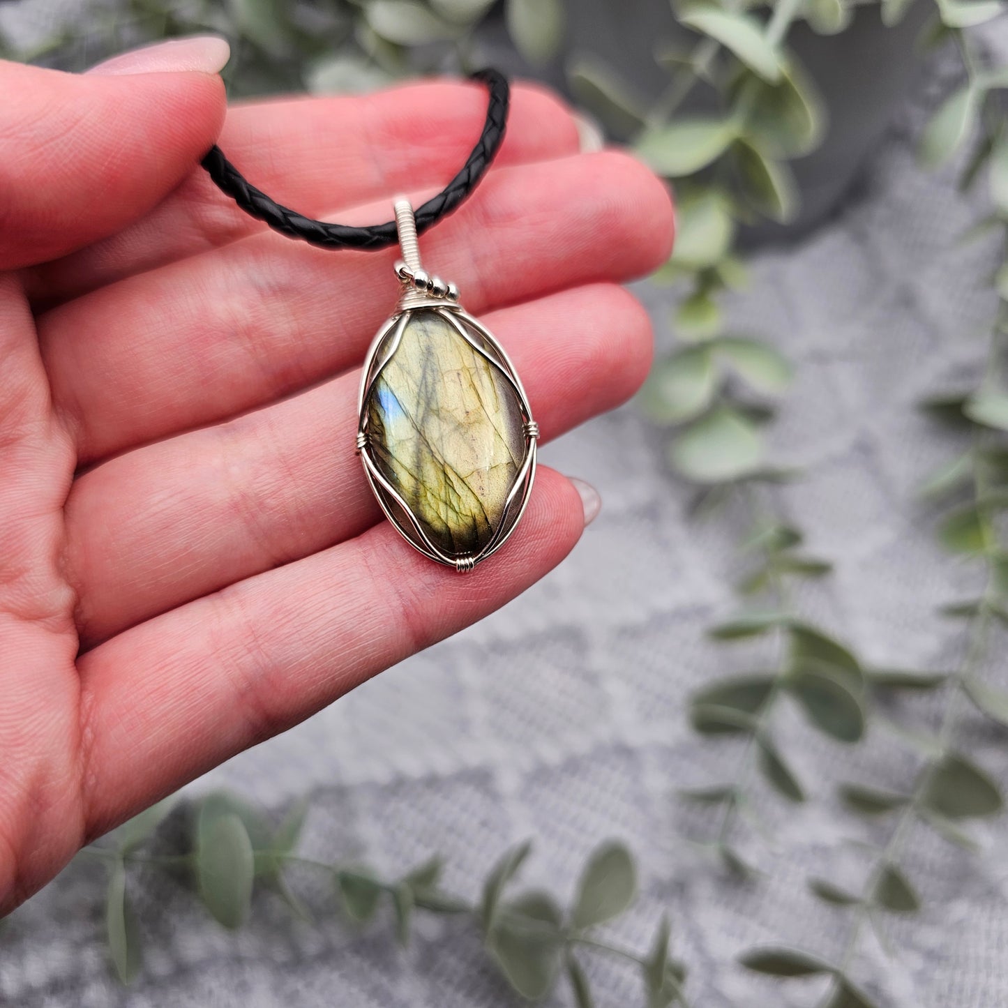 Labradorit Anhänger | 925er Silber | Edelstein Halskette