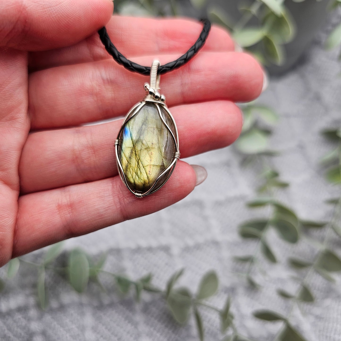 Labradorit Anhänger | 925er Silber | Edelstein Halskette