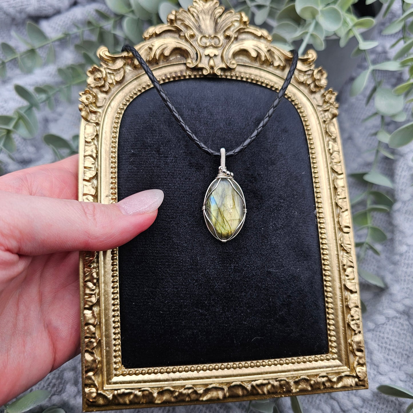 Labradorit Anhänger | 925er Silber | Edelstein Halskette