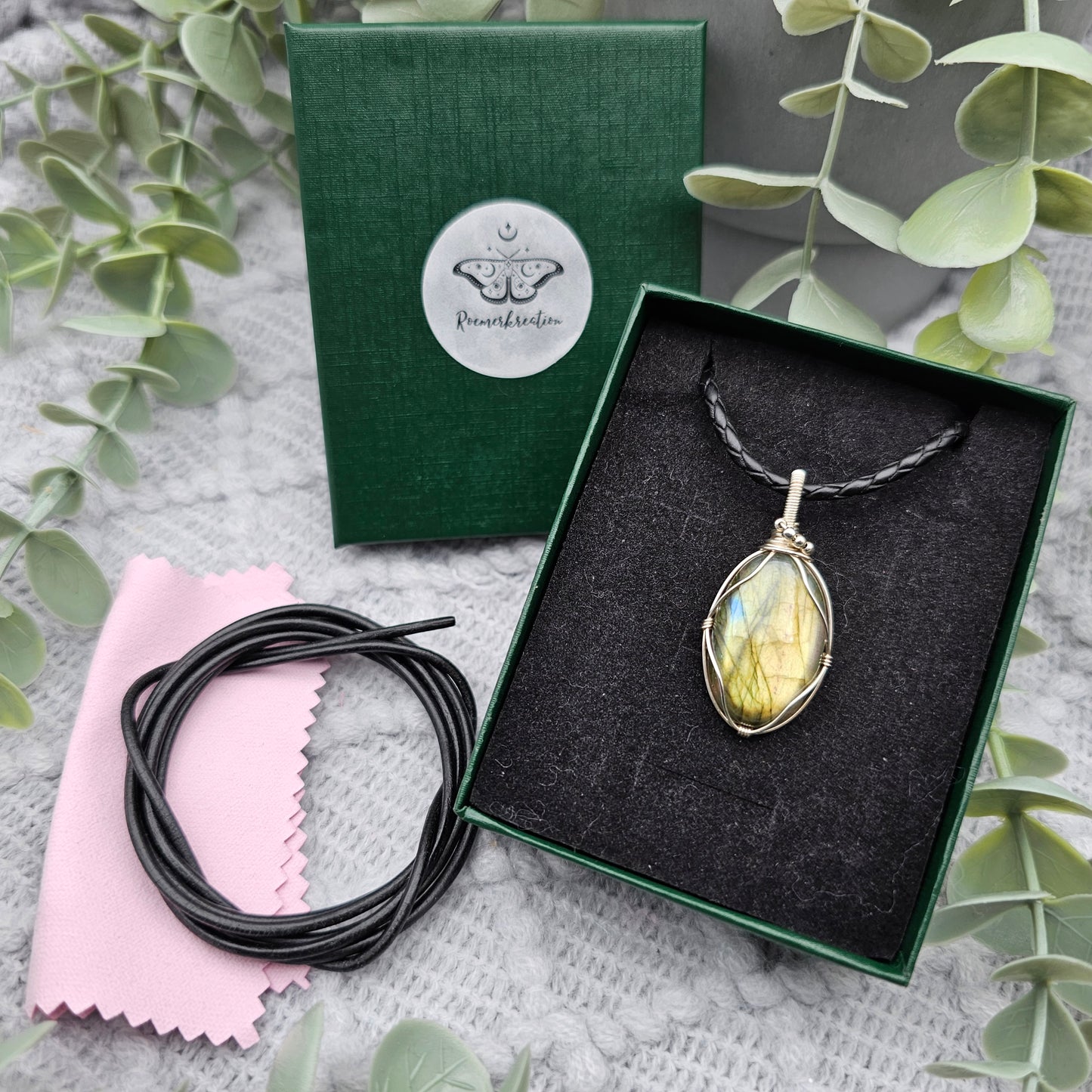 Labradorit Anhänger | 925er Silber | Edelstein Halskette