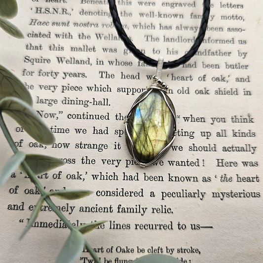 Labradorit Anhänger | 925er Silber | Edelstein Halskette