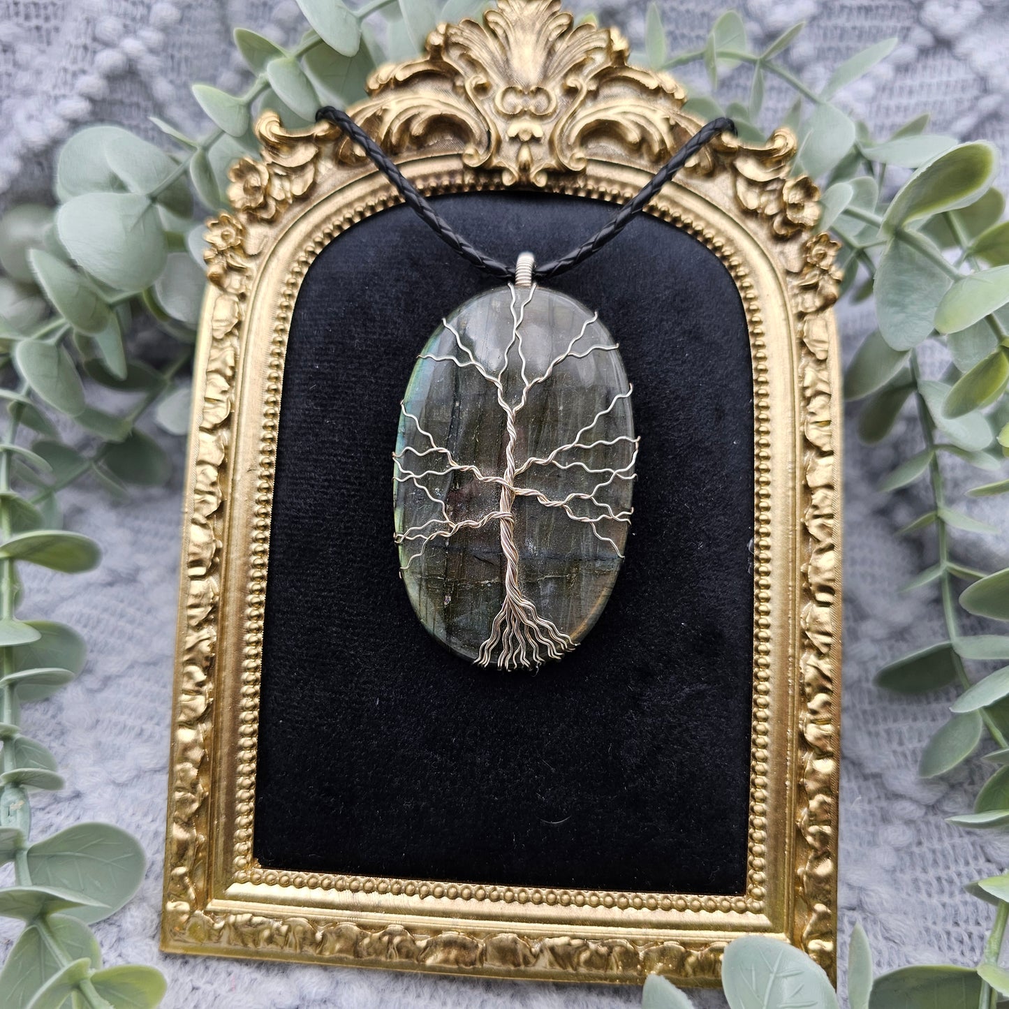 Labradorit Lebensbaum Anhänger | 925er Silber | Edelstein Halskette