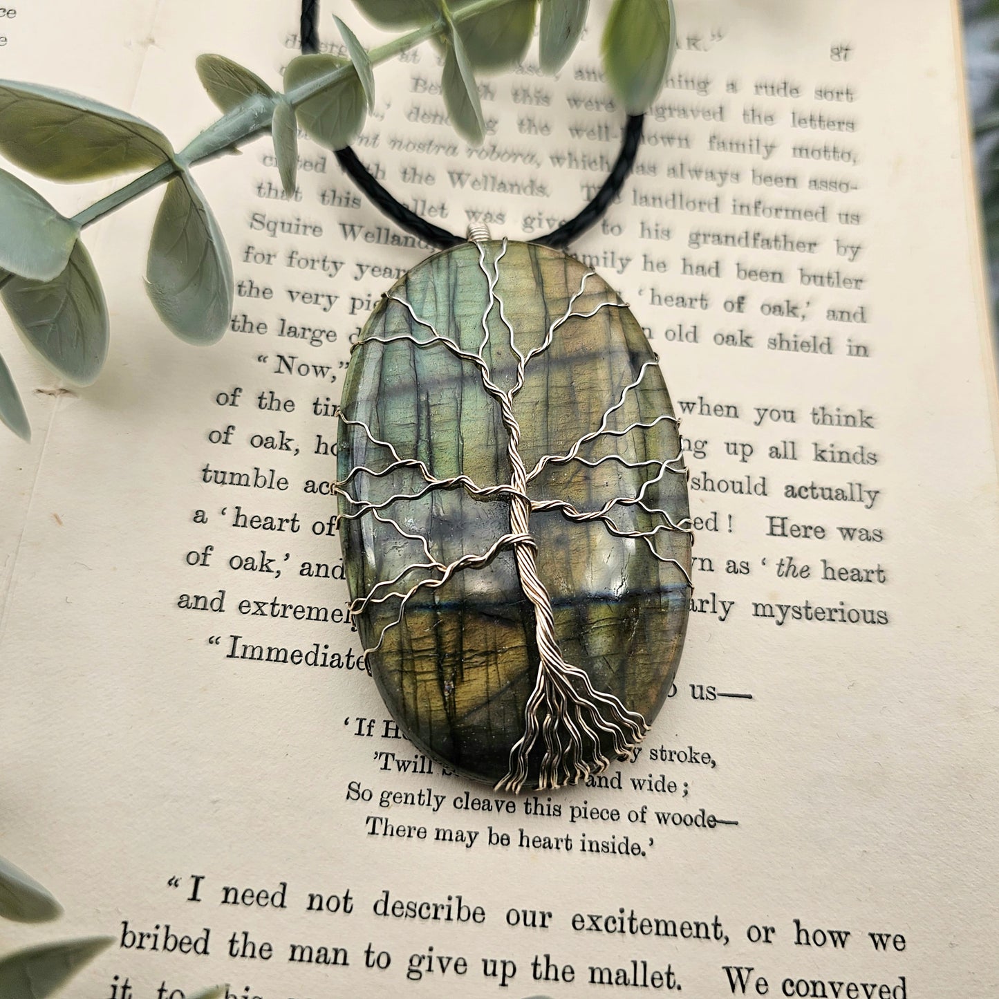 Labradorit Lebensbaum Anhänger | 925er Silber | Edelstein Halskette