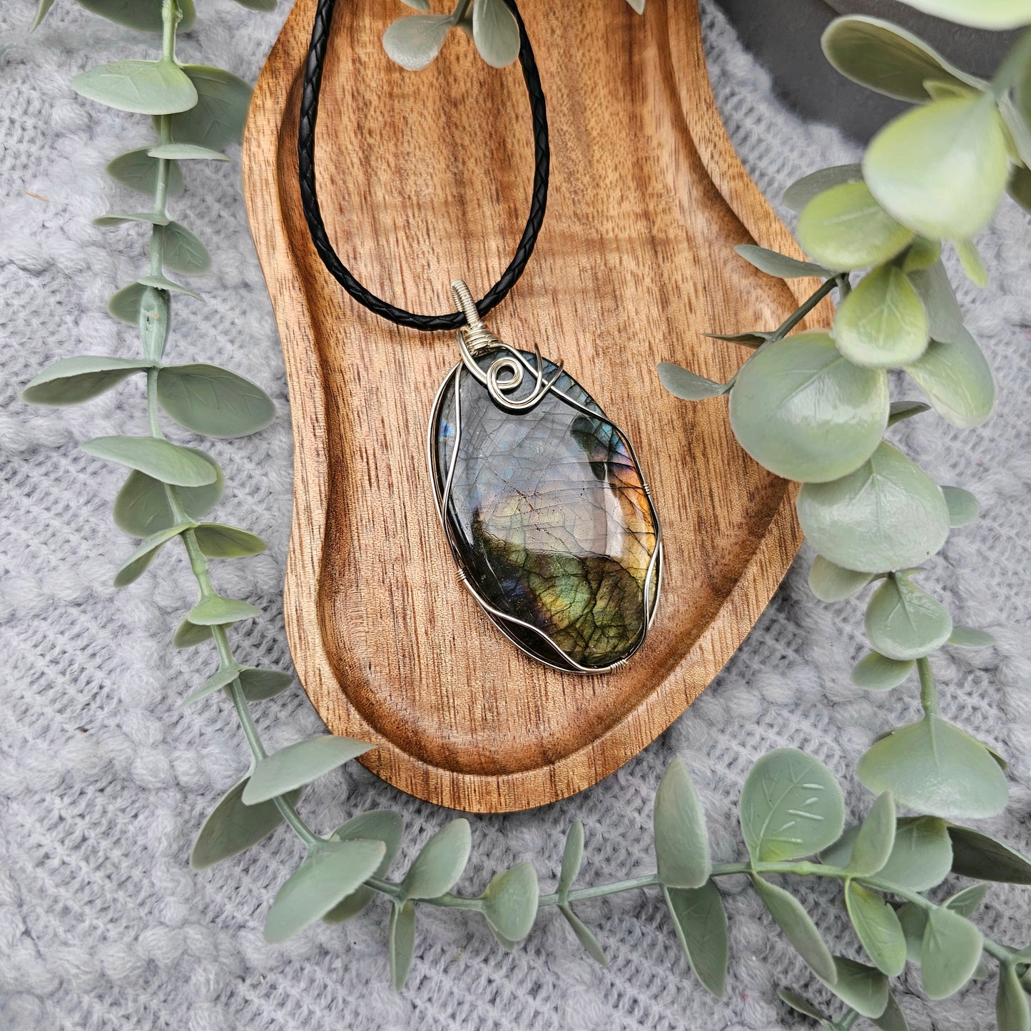 Labradorit Anhänger | 925er Silber | Edelstein Halskette