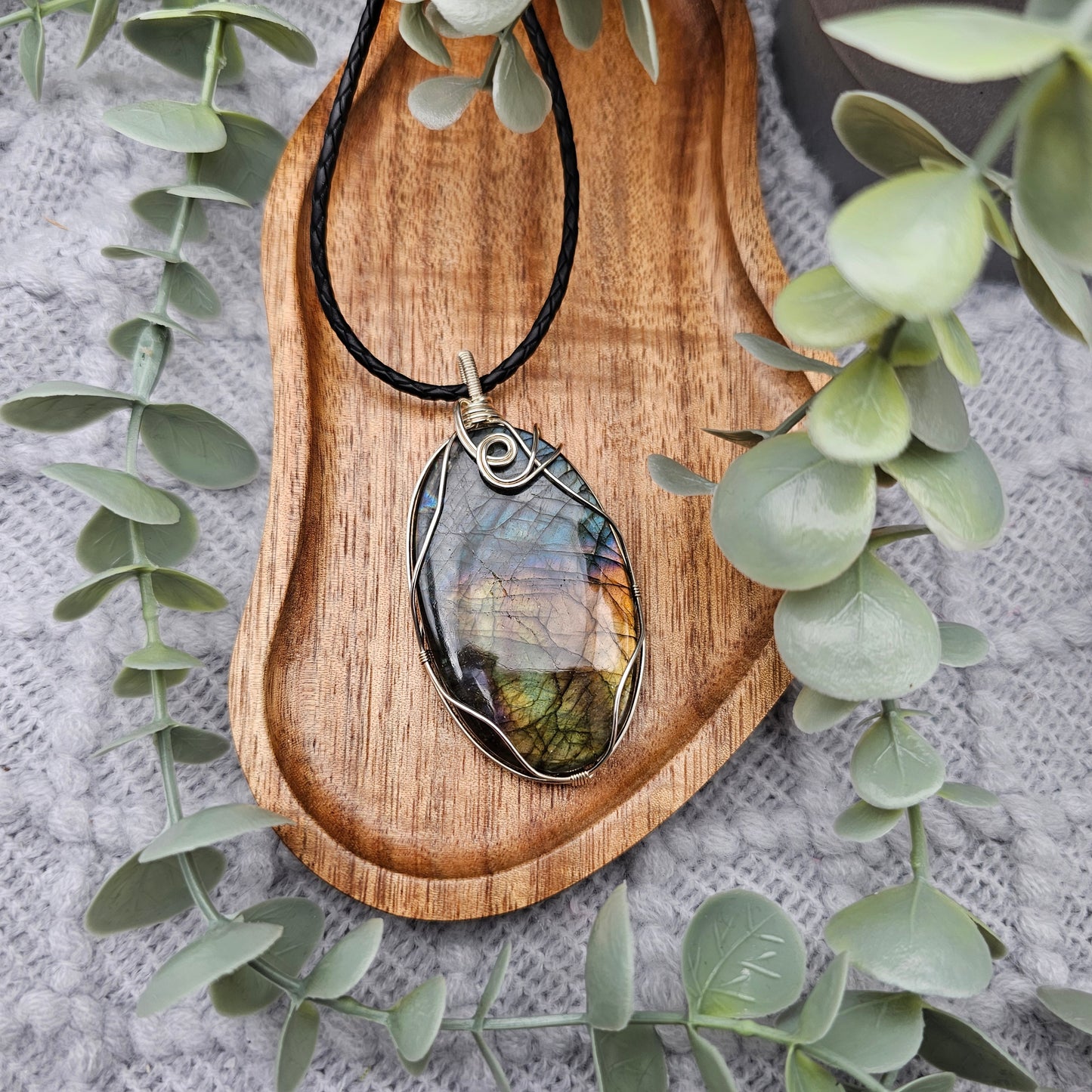 Labradorit Anhänger | 925er Silber | Edelstein Halskette