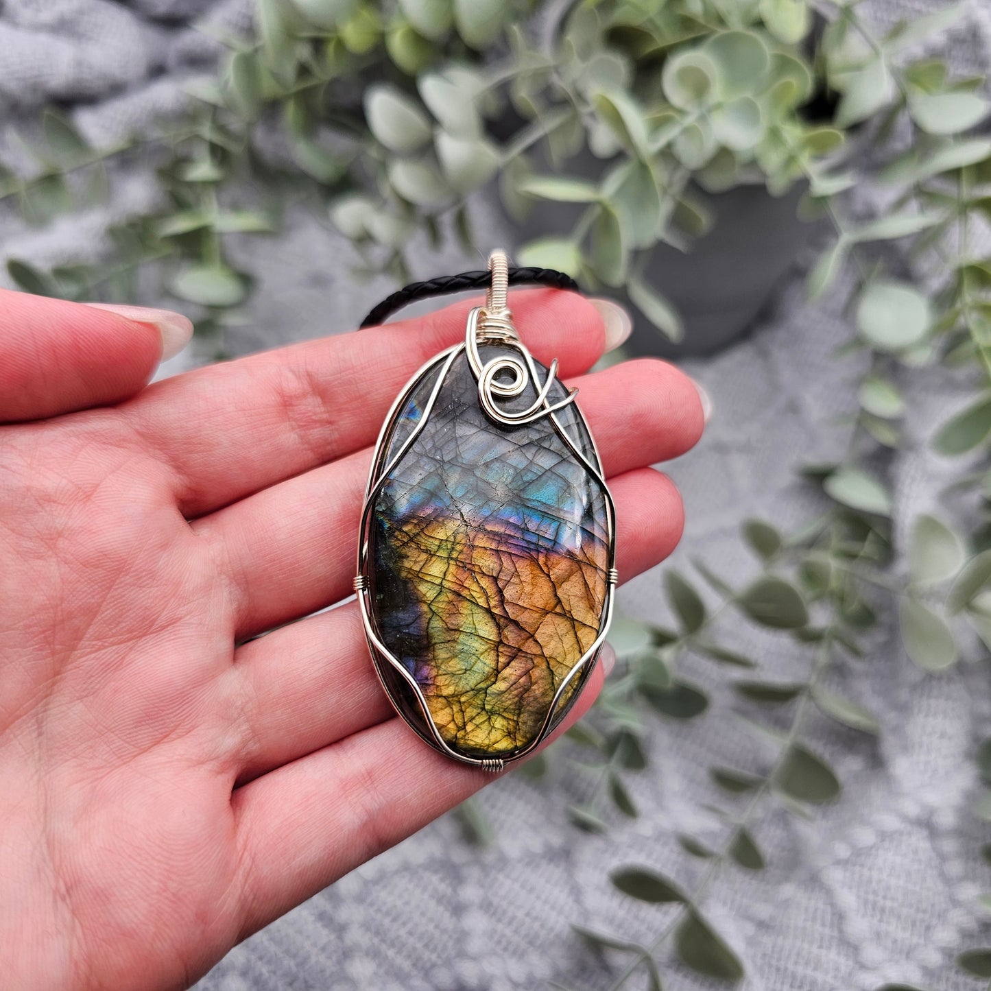 Labradorit Anhänger | 925er Silber | Edelstein Halskette