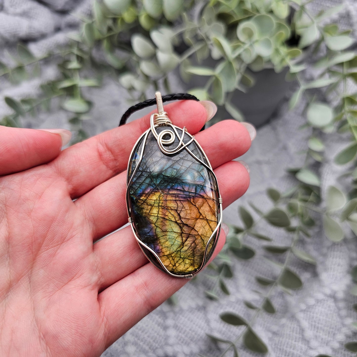 Labradorit Anhänger | 925er Silber | Edelstein Halskette