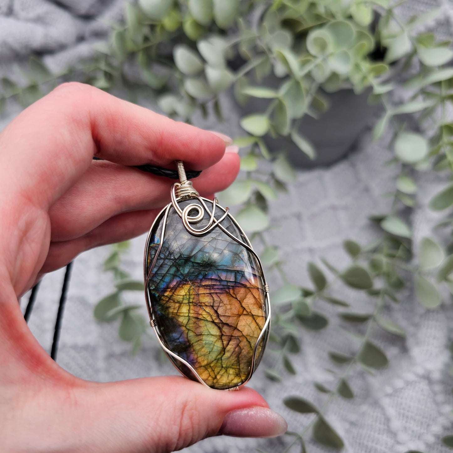 Labradorit Anhänger | 925er Silber | Edelstein Halskette