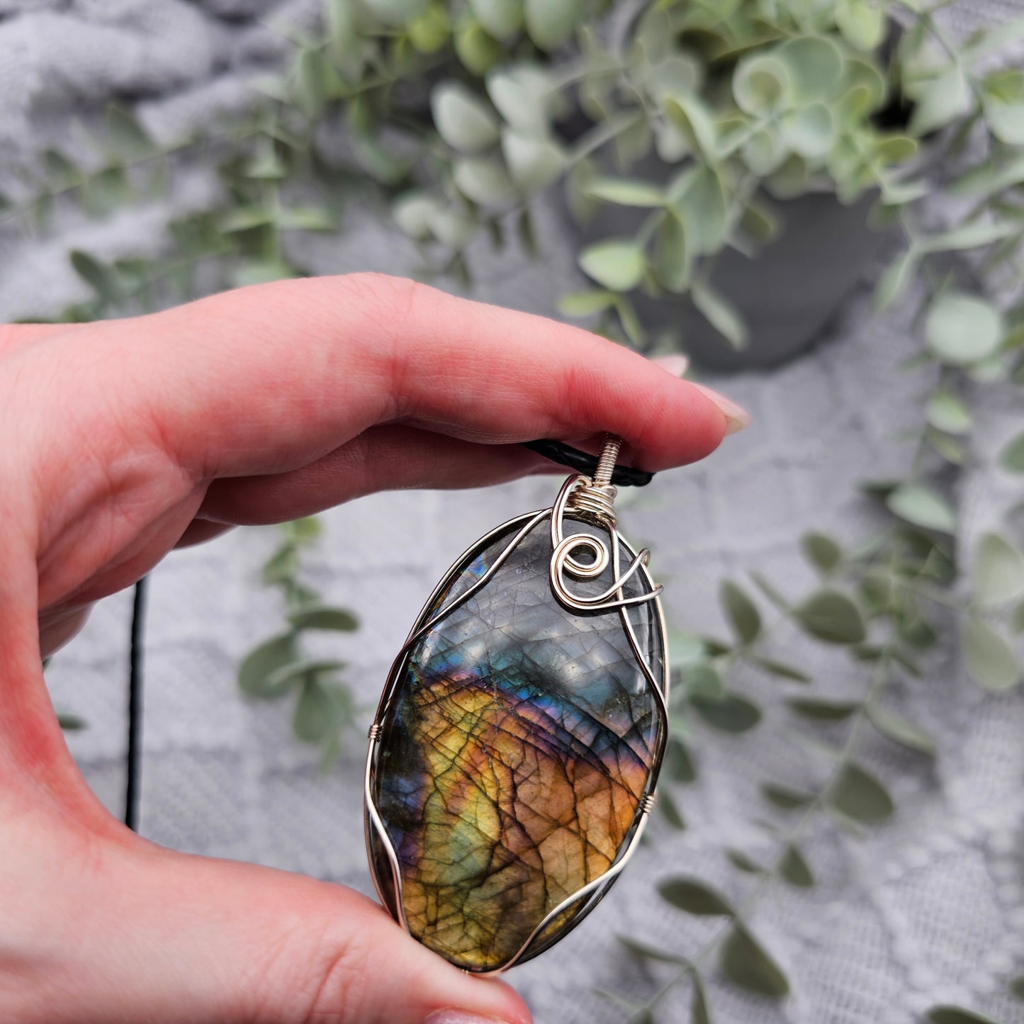 Labradorit Anhänger | 925er Silber | Edelstein Halskette