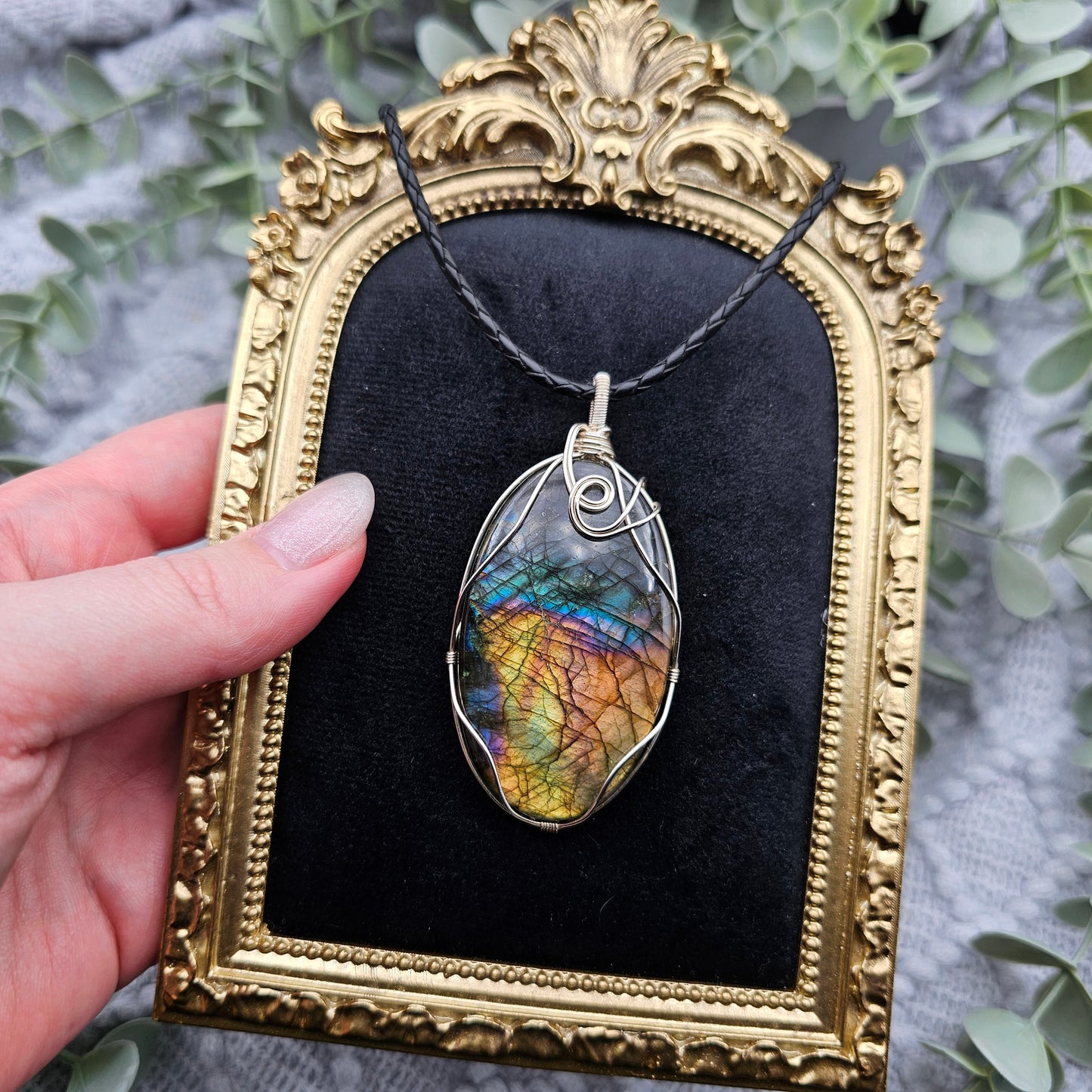 Labradorit Anhänger | 925er Silber | Edelstein Halskette