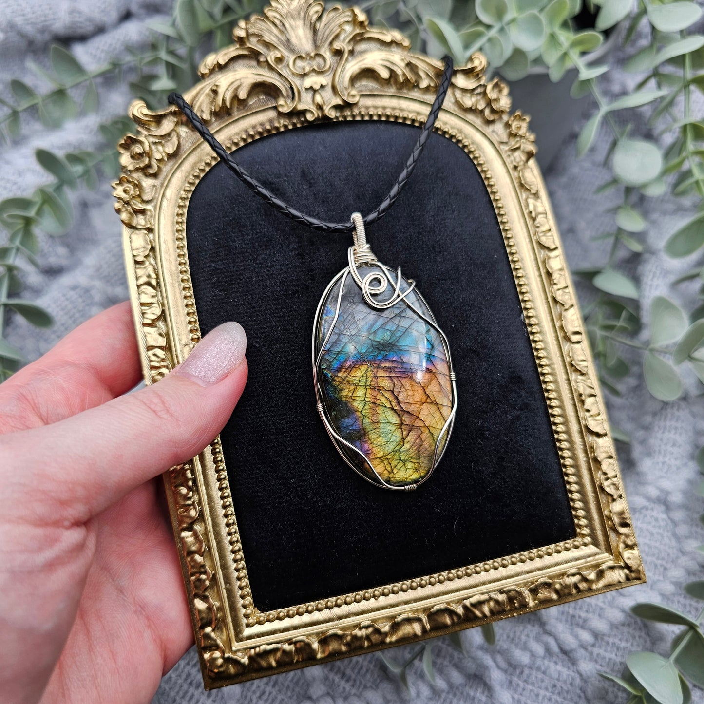 Labradorit Anhänger | 925er Silber | Edelstein Halskette