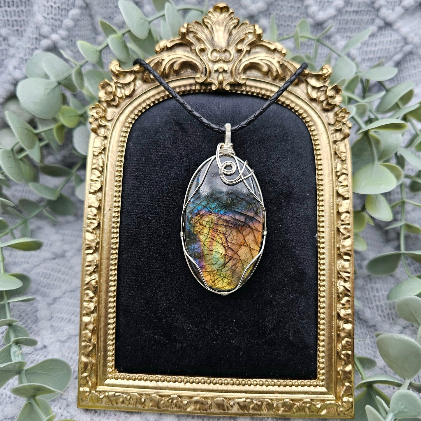 Labradorit Anhänger | 925er Silber | Edelstein Halskette