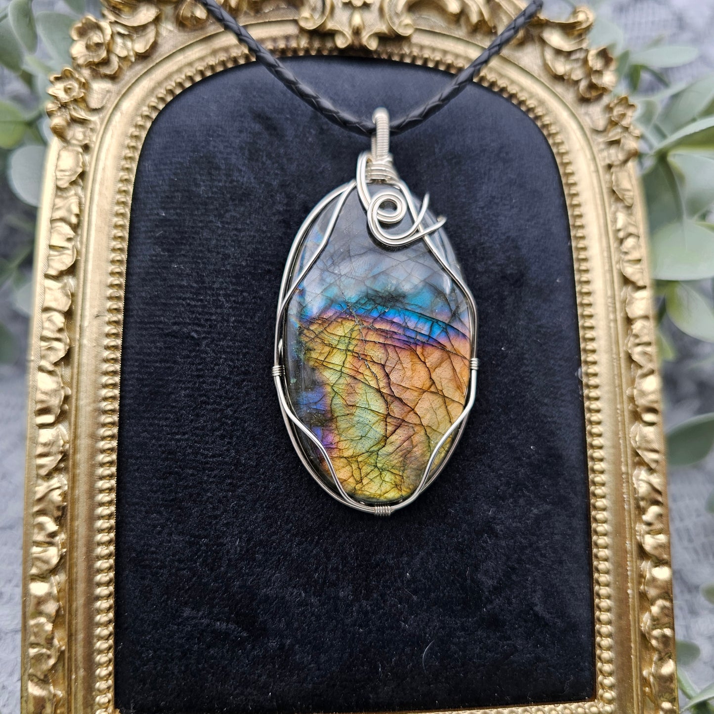 Labradorit Anhänger | 925er Silber | Edelstein Halskette