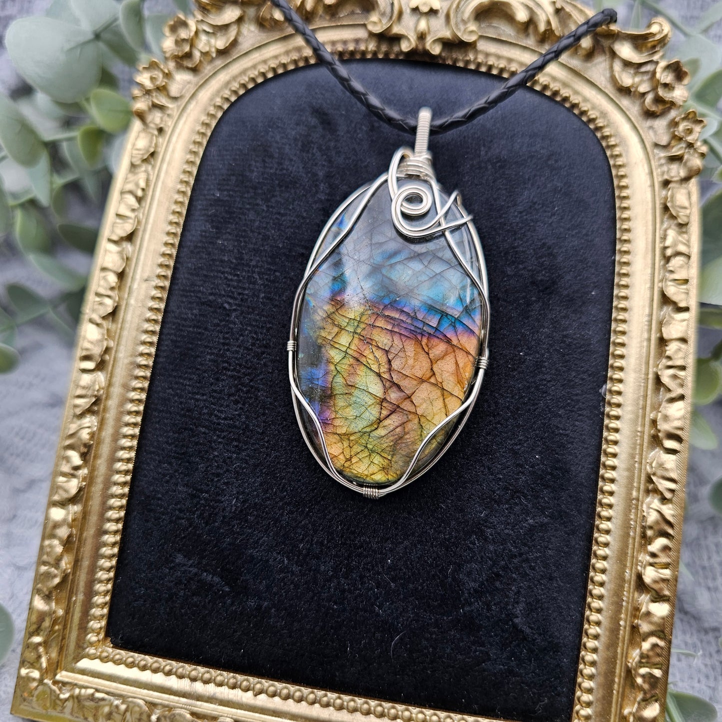 Labradorit Anhänger | 925er Silber | Edelstein Halskette