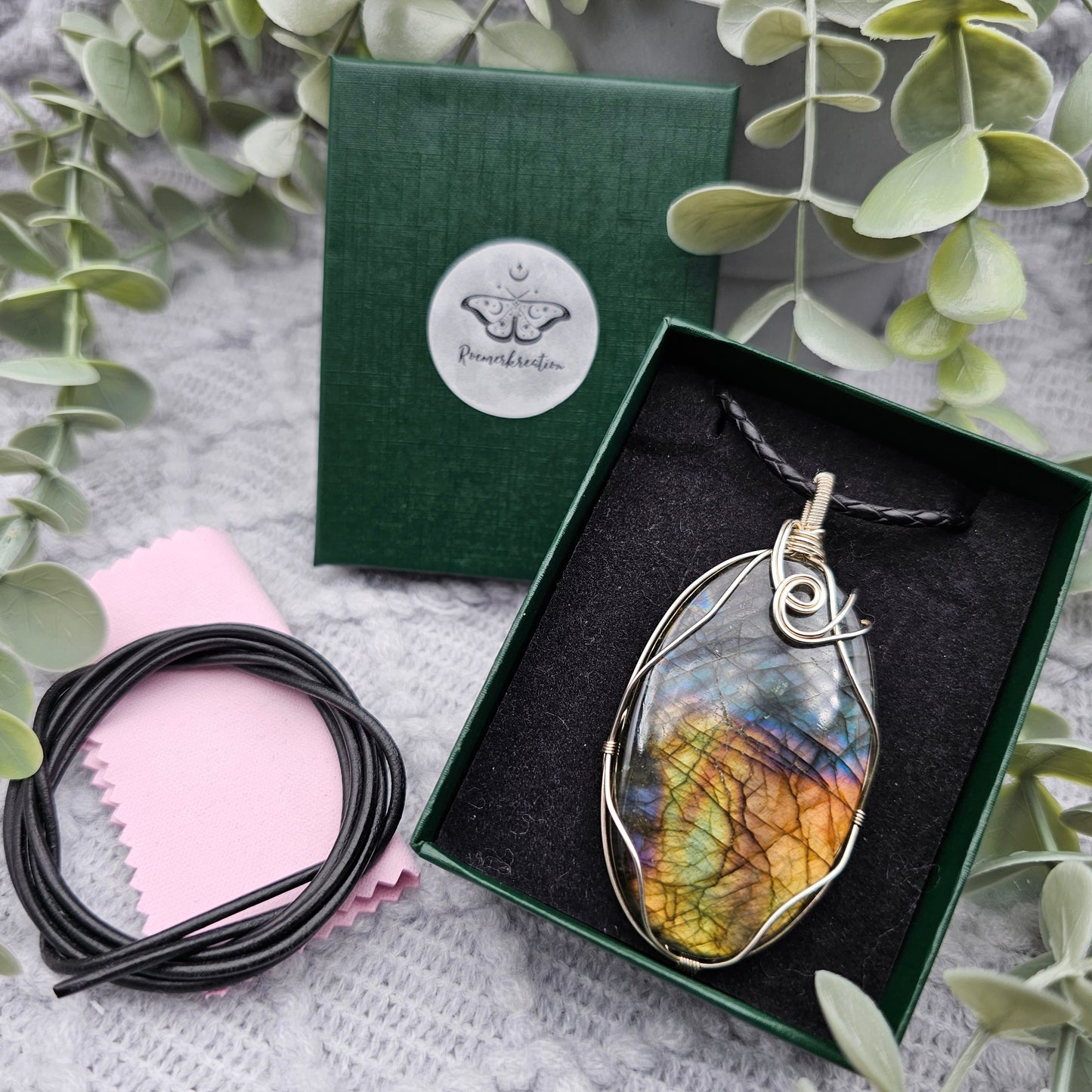 Labradorit Anhänger | 925er Silber | Edelstein Halskette