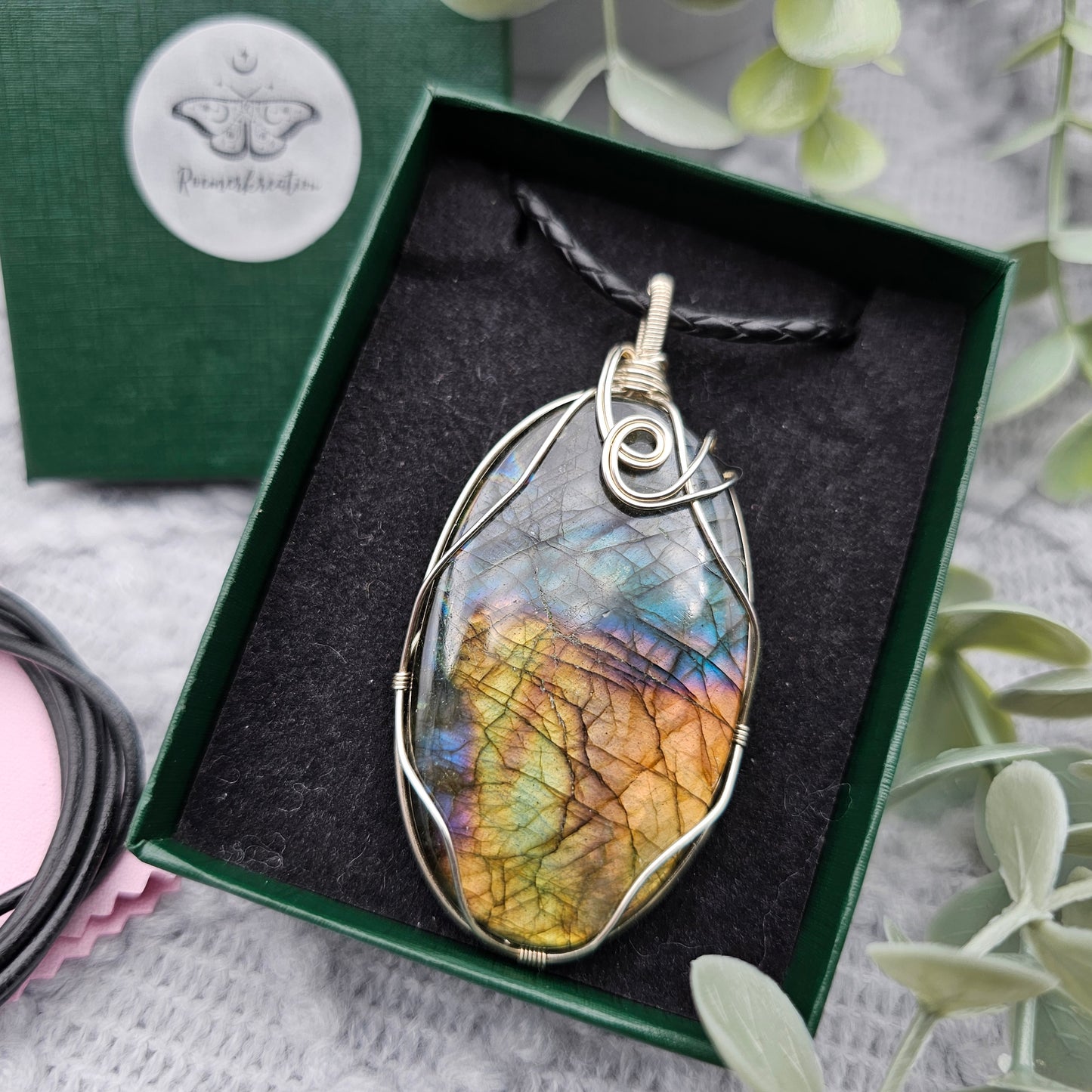 Labradorit Anhänger | 925er Silber | Edelstein Halskette