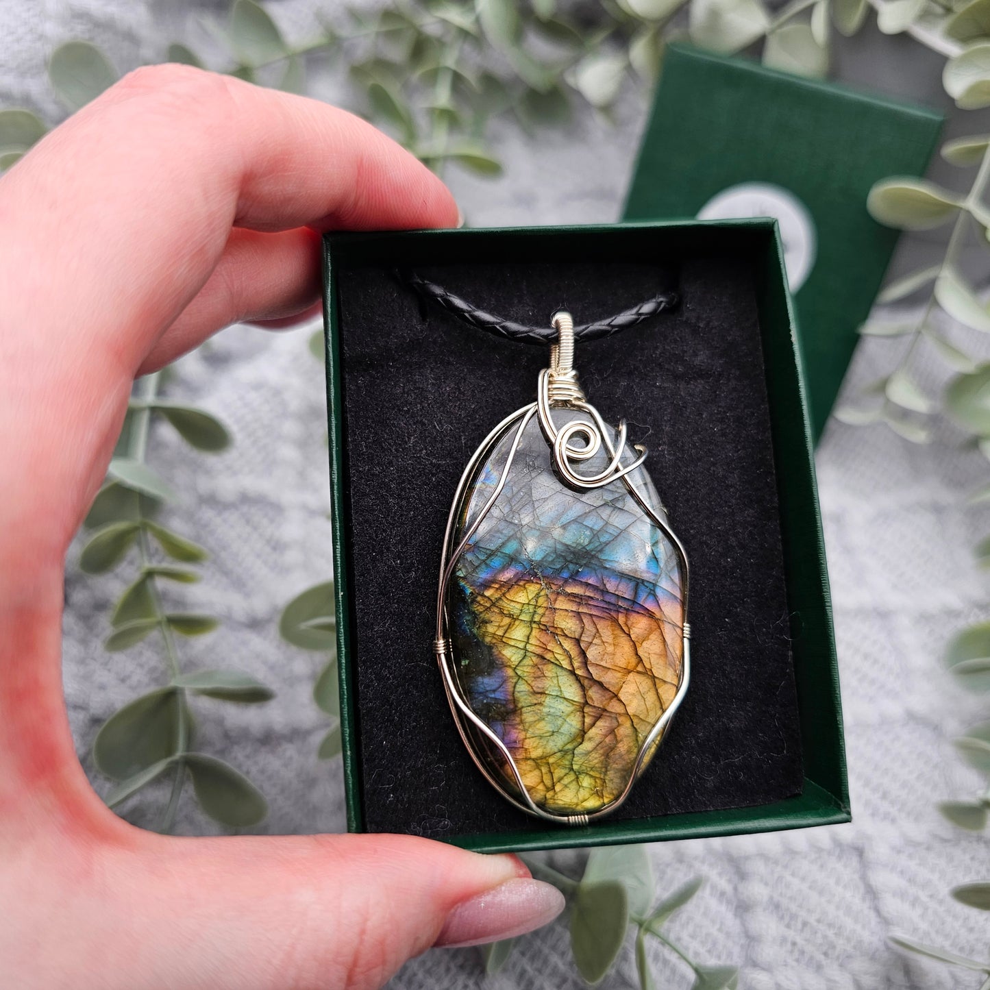 Labradorit Anhänger | 925er Silber | Edelstein Halskette