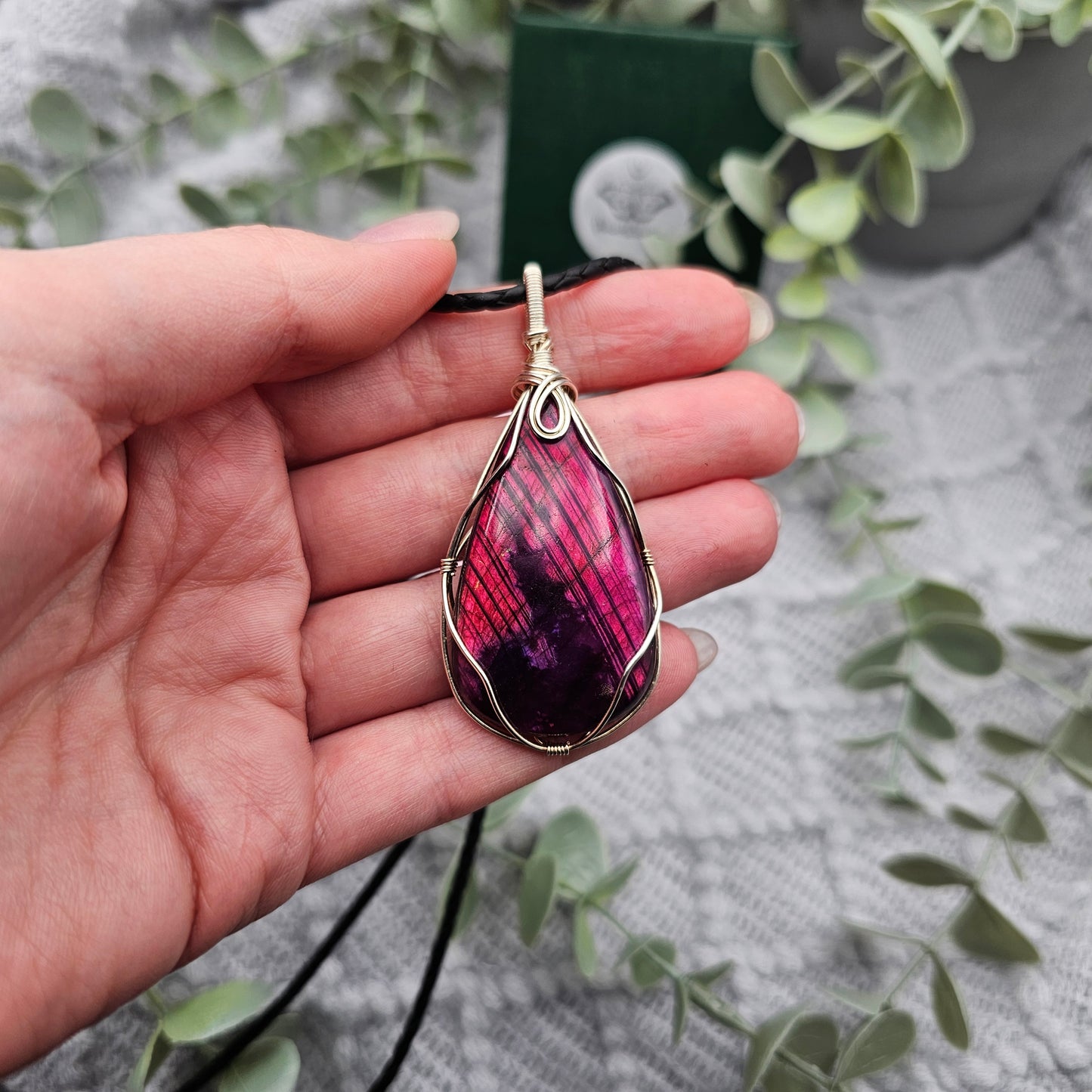 Labradorit behandelt Anhänger | 925er Silber | Edelstein Halskette