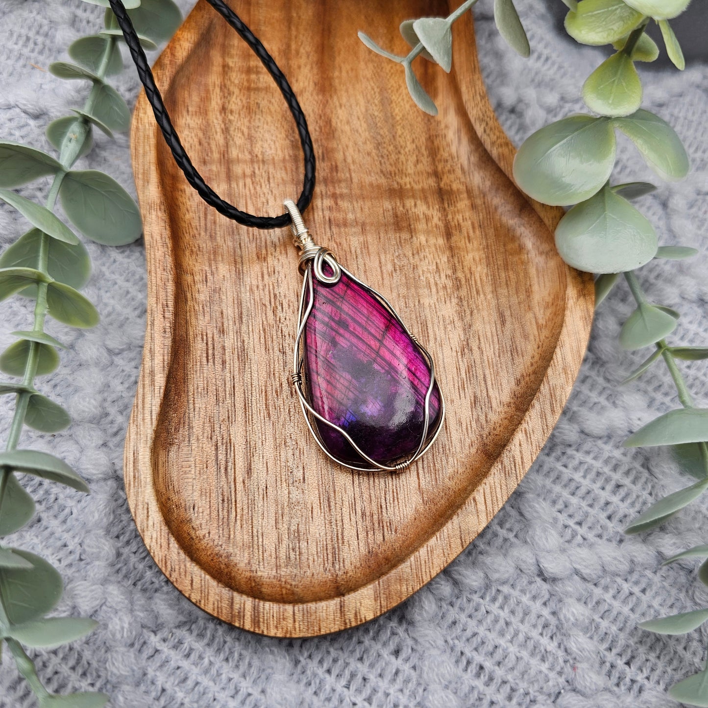 Labradorit behandelt Anhänger | 925er Silber | Edelstein Halskette