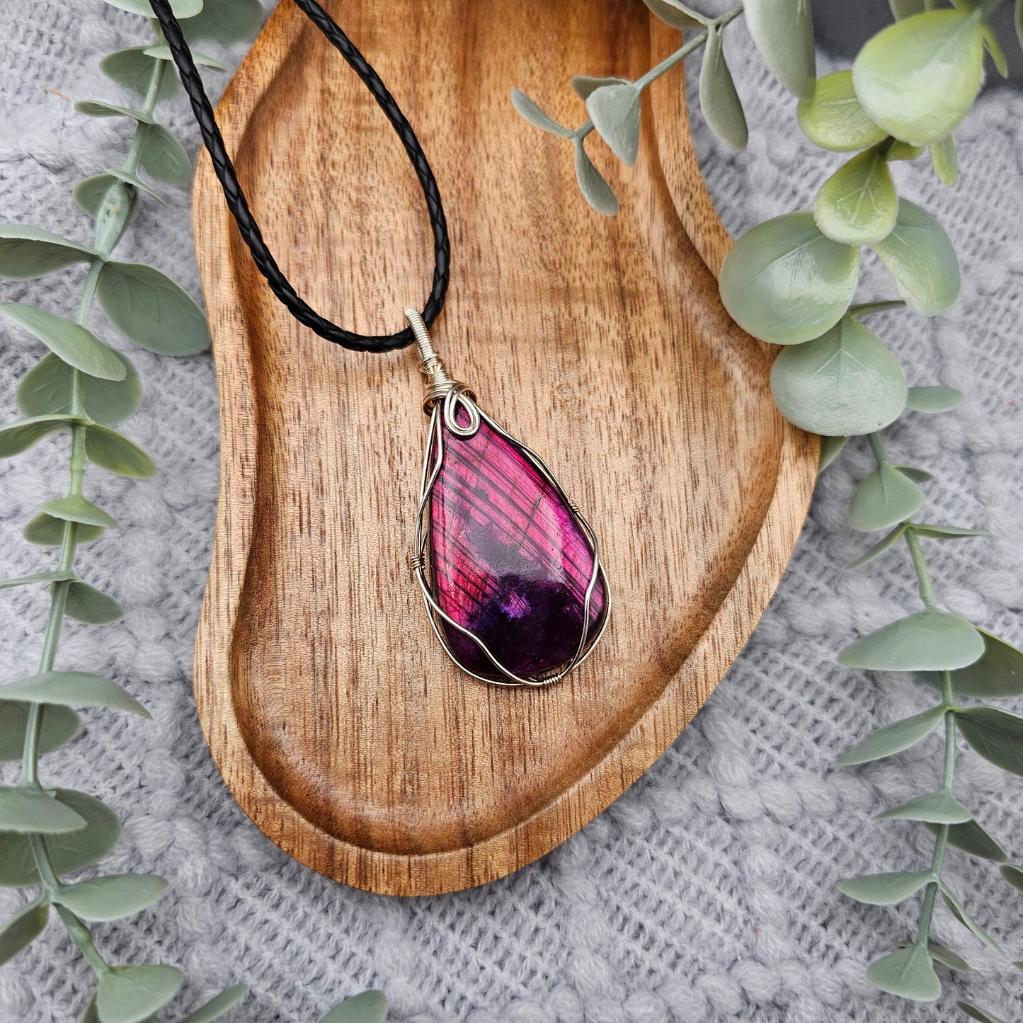 Labradorit behandelt Anhänger | 925er Silber | Edelstein Halskette