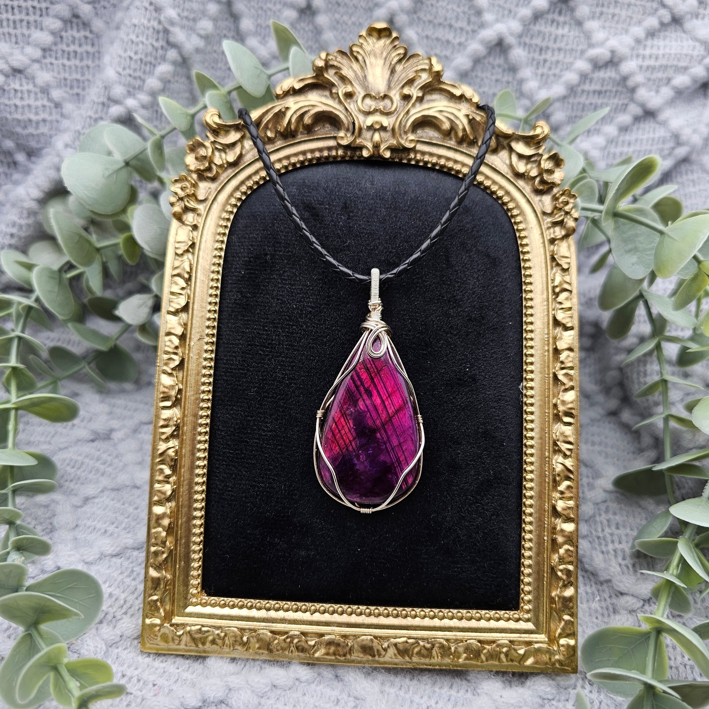 Labradorit behandelt Anhänger | 925er Silber | Edelstein Halskette