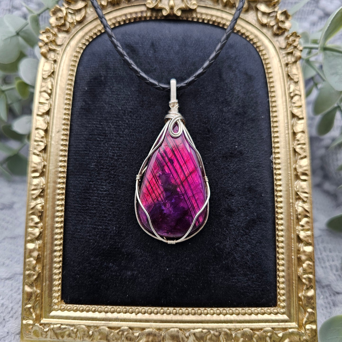 Labradorit behandelt Anhänger | 925er Silber | Edelstein Halskette