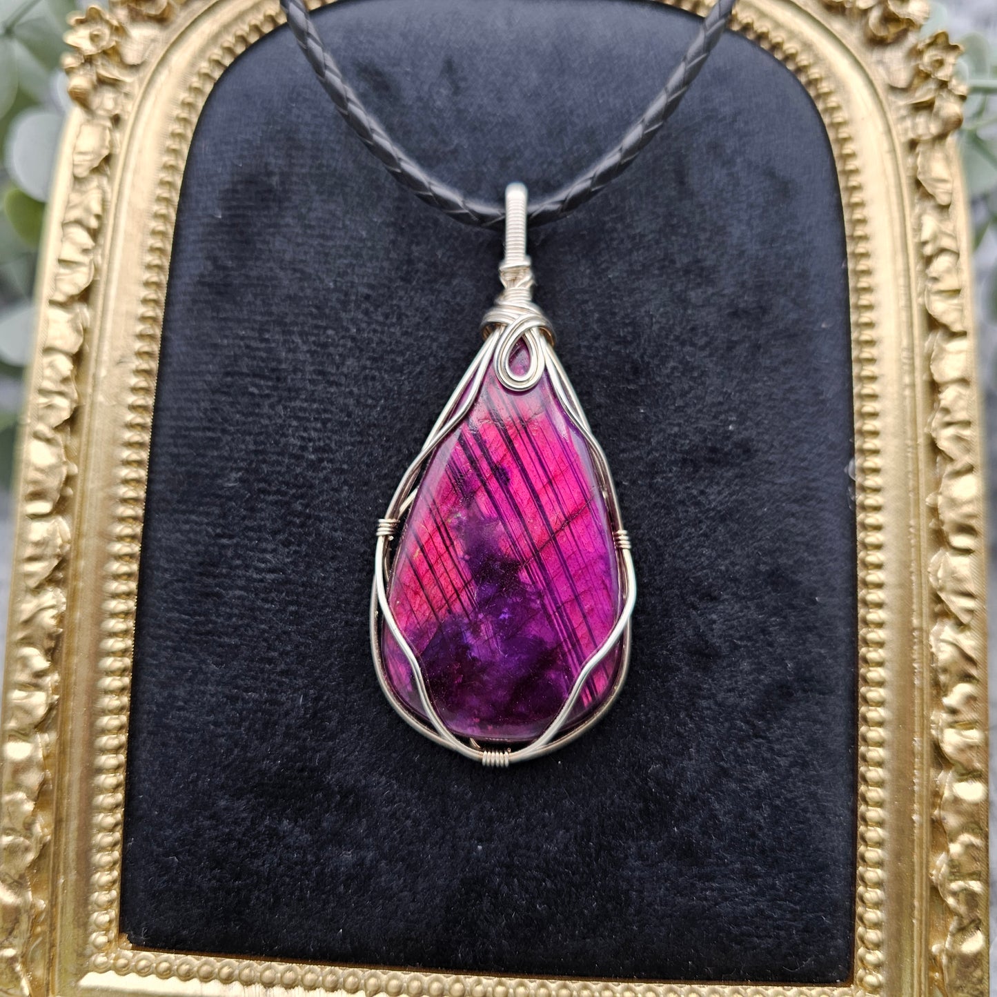 Labradorit behandelt Anhänger | 925er Silber | Edelstein Halskette