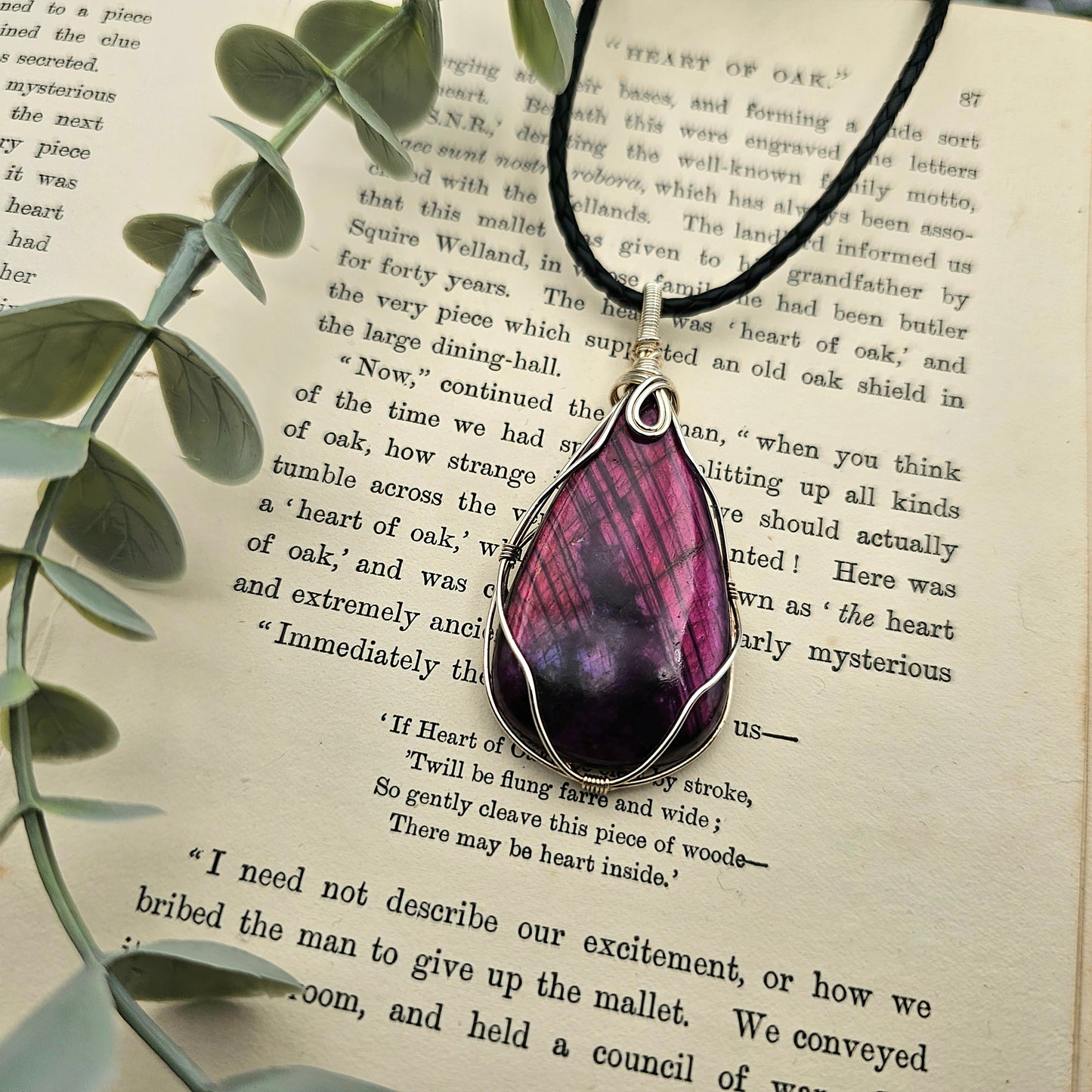 Labradorit behandelt Anhänger | 925er Silber | Edelstein Halskette