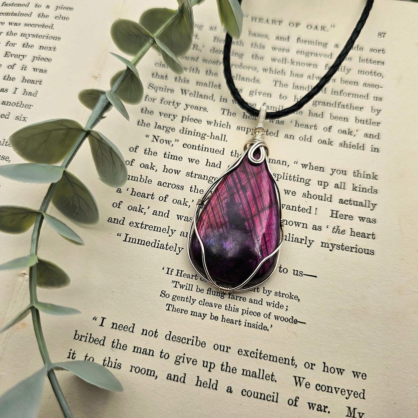 Labradorit behandelt Anhänger | 925er Silber | Edelstein Halskette