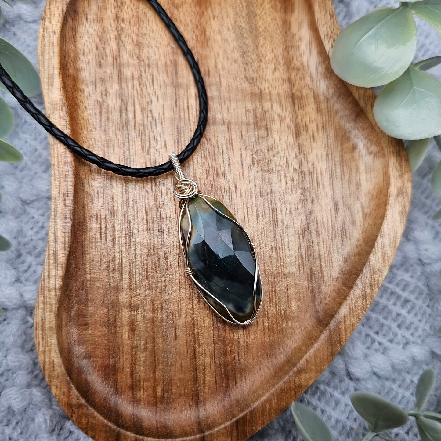 Jaspis Anhänger | 925er Silber | Edelstein Halskette