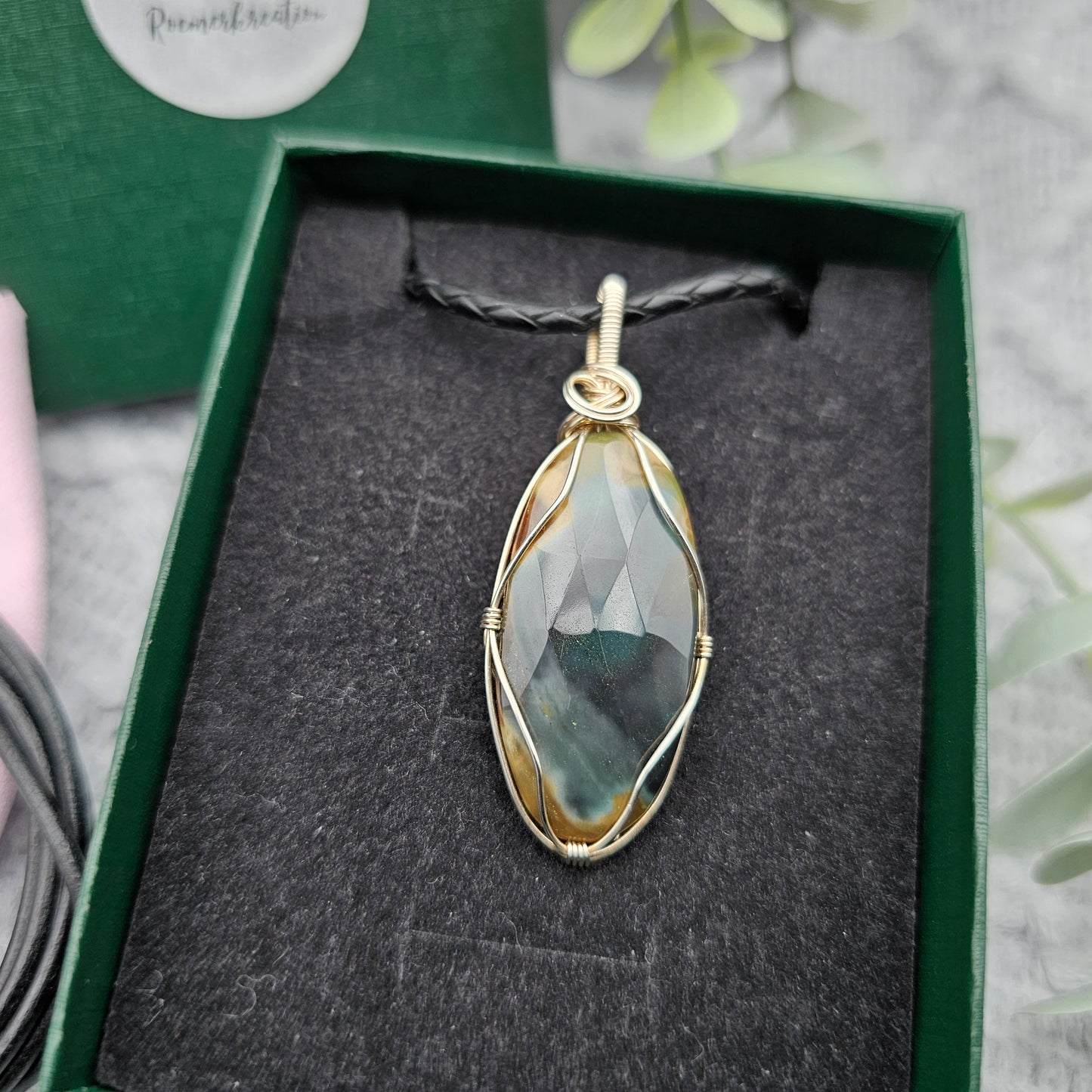 Jaspis Anhänger | 925er Silber | Edelstein Halskette